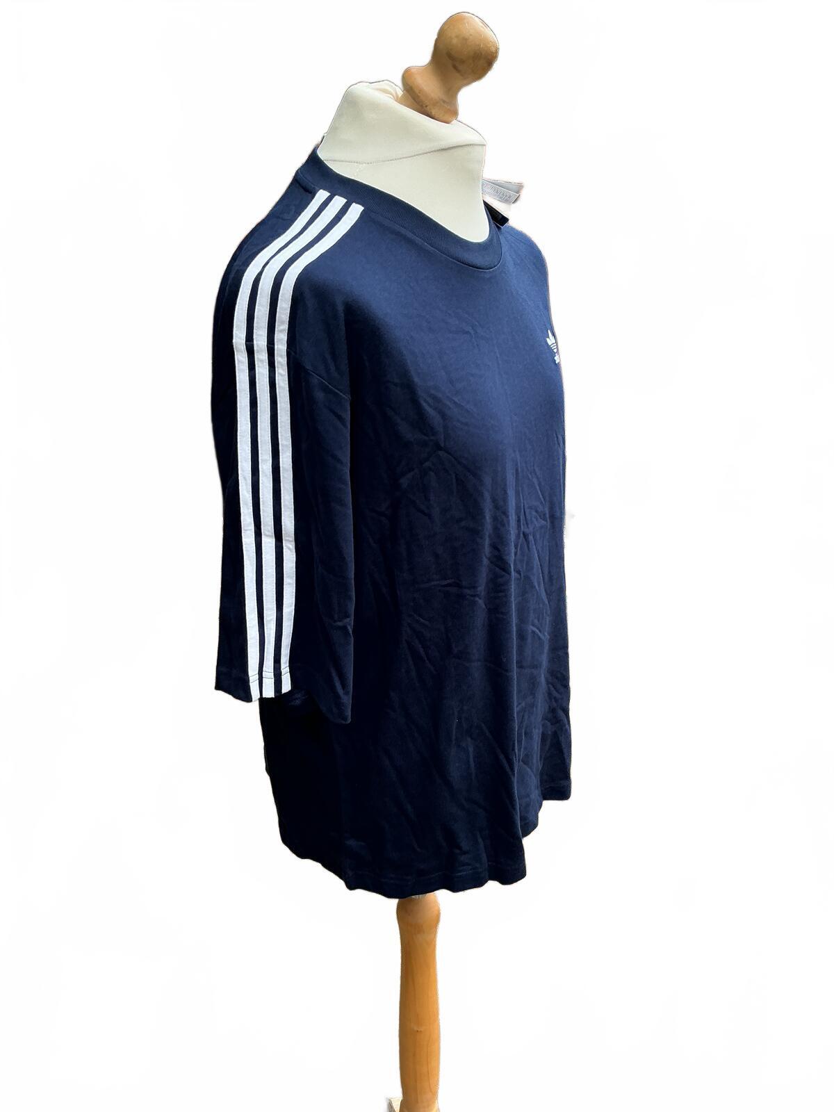 Adidas Originals Navy Blue T-Shirt with White Stripes Size M Casual Sportswear