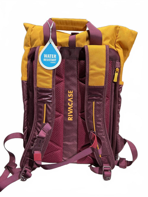*NEW* Rivacase 25L  15.6in Water Resistant Laptop Backpack Burgundy Mustard