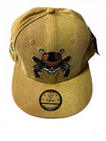 Capiche Yellow Cotton Snapback Hat with Skull and Guns Design Size Adjustable