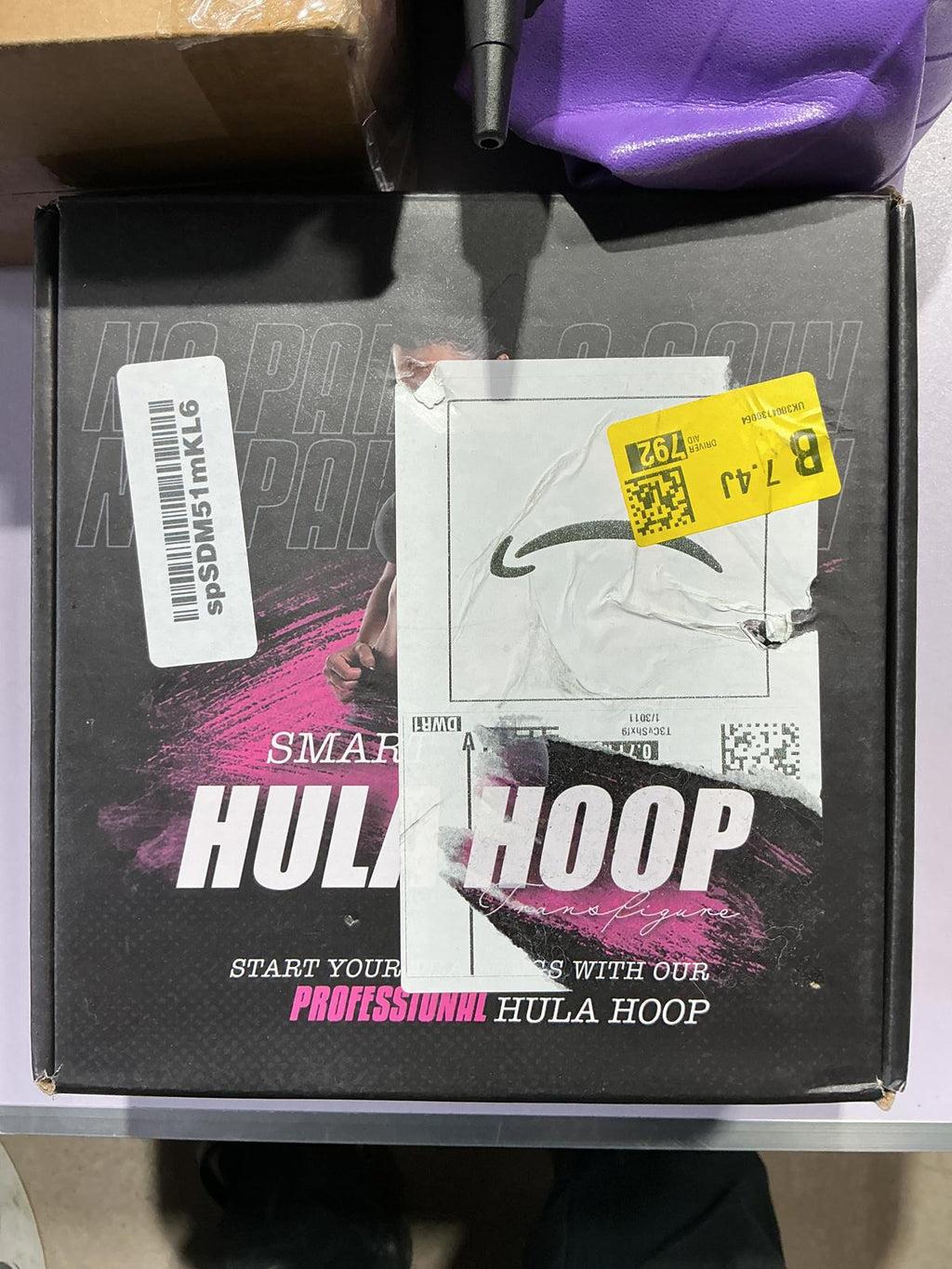 Bundle Core Balance Gym Ball 65cm Purple with Smart Hula Hoop and Pump