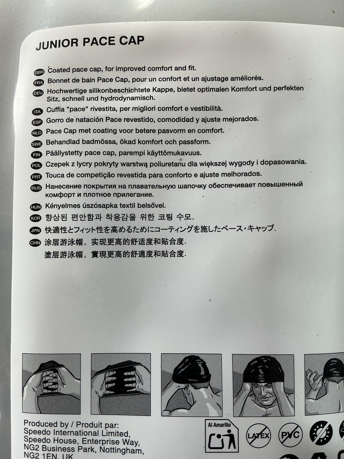 2xSpeedo Junior Pace Cap Black Swim Hat Comfortable Fit Size Junior 6-14