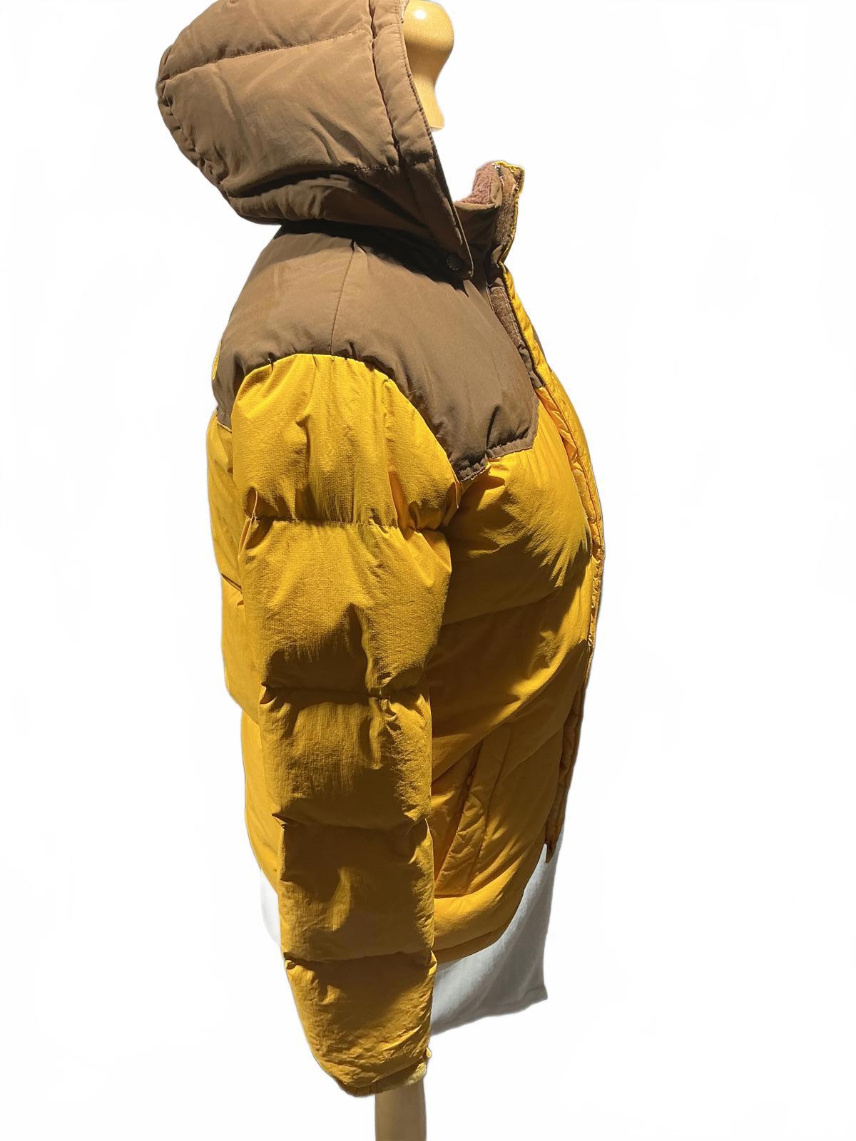 The North Face ladies Yellow and Brown Puffer Jacket with Hood