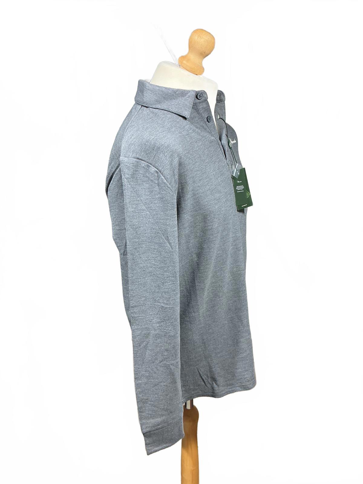 Macade Golf Grey Long Sleeve Polo Shirt Size M