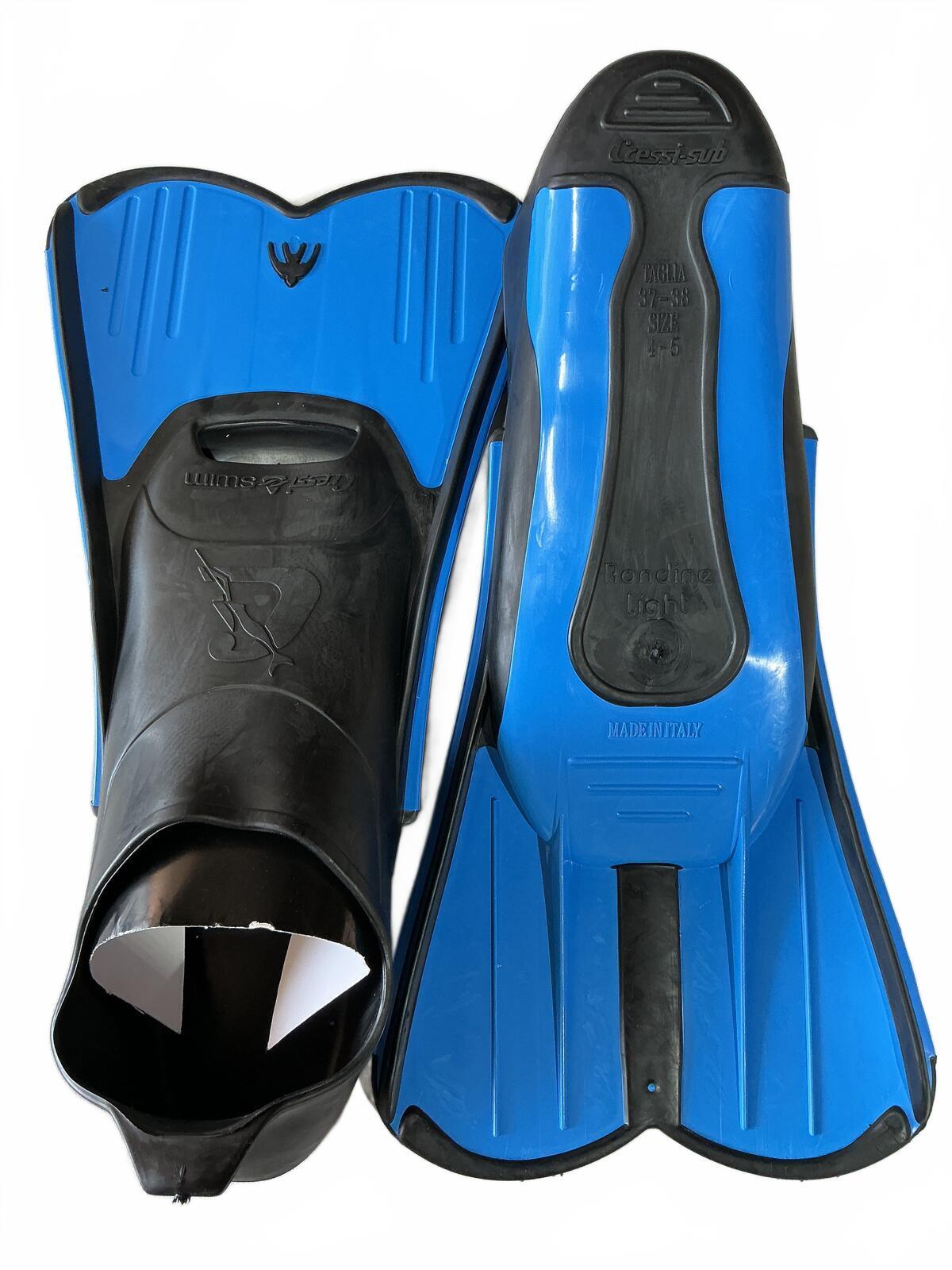 Cressi Light Blue Swimming Fins Size EU 37/38 UK 4/5 US 5/6 Swim Gear