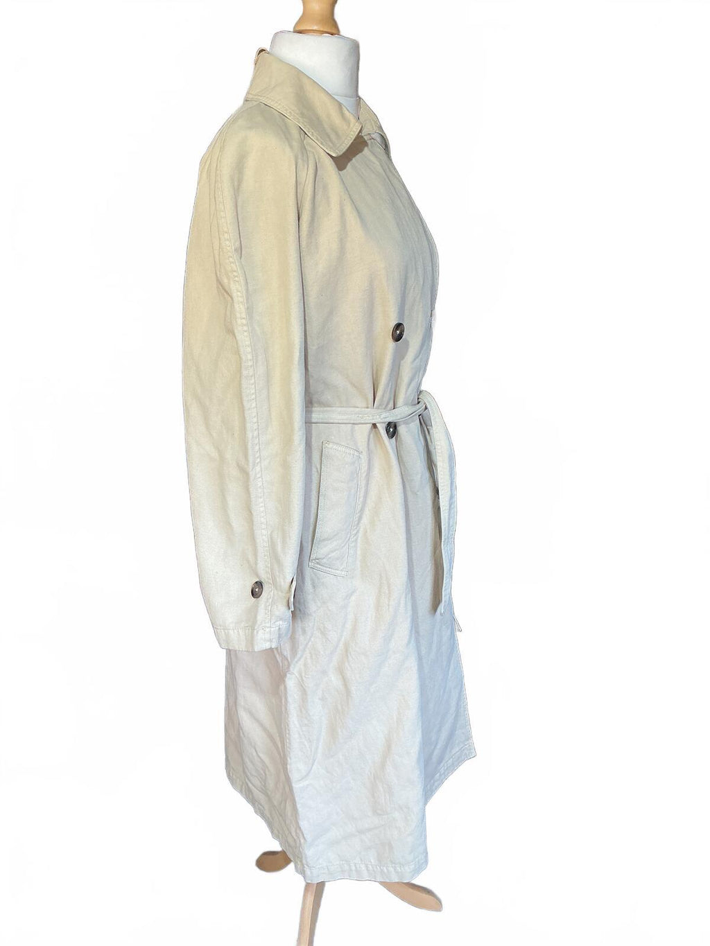 Barbour Linen Beige Trench Coat Size Regular 16 Classic Style Lightweight