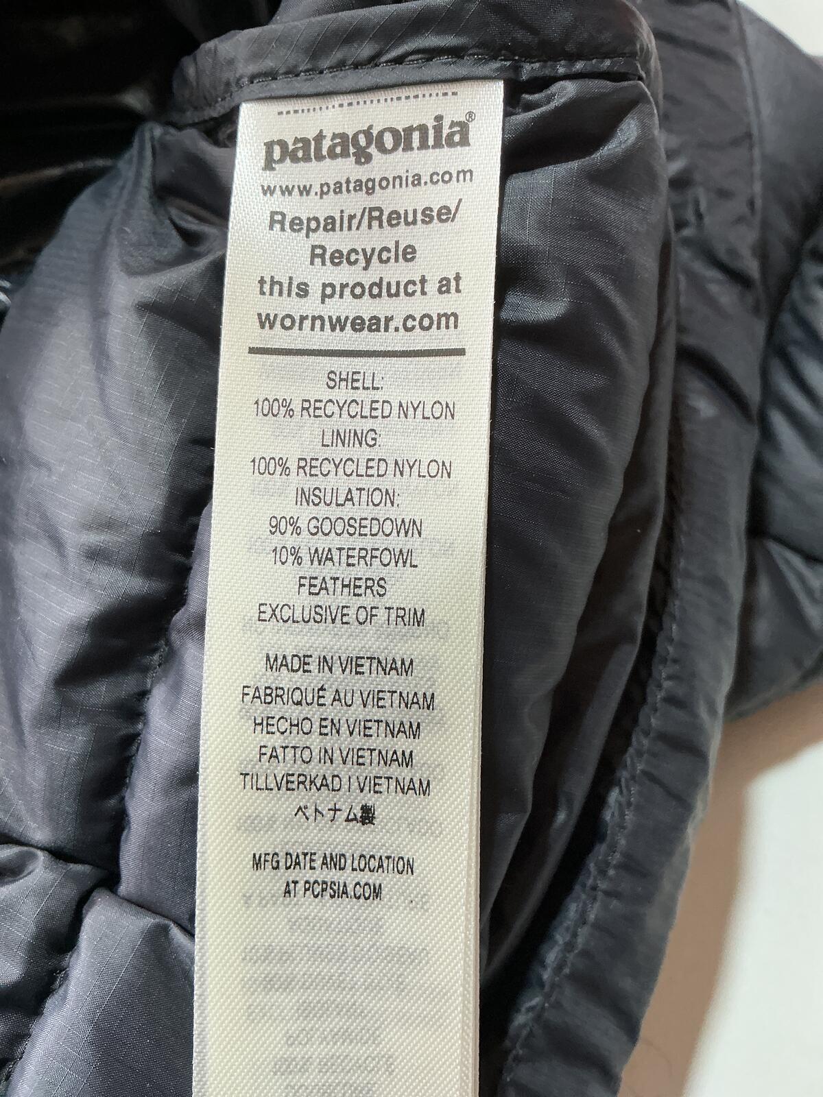 Patagonia Black Down Puffer Gilet Vest Bodywarmer Size Regular Large Lightweight