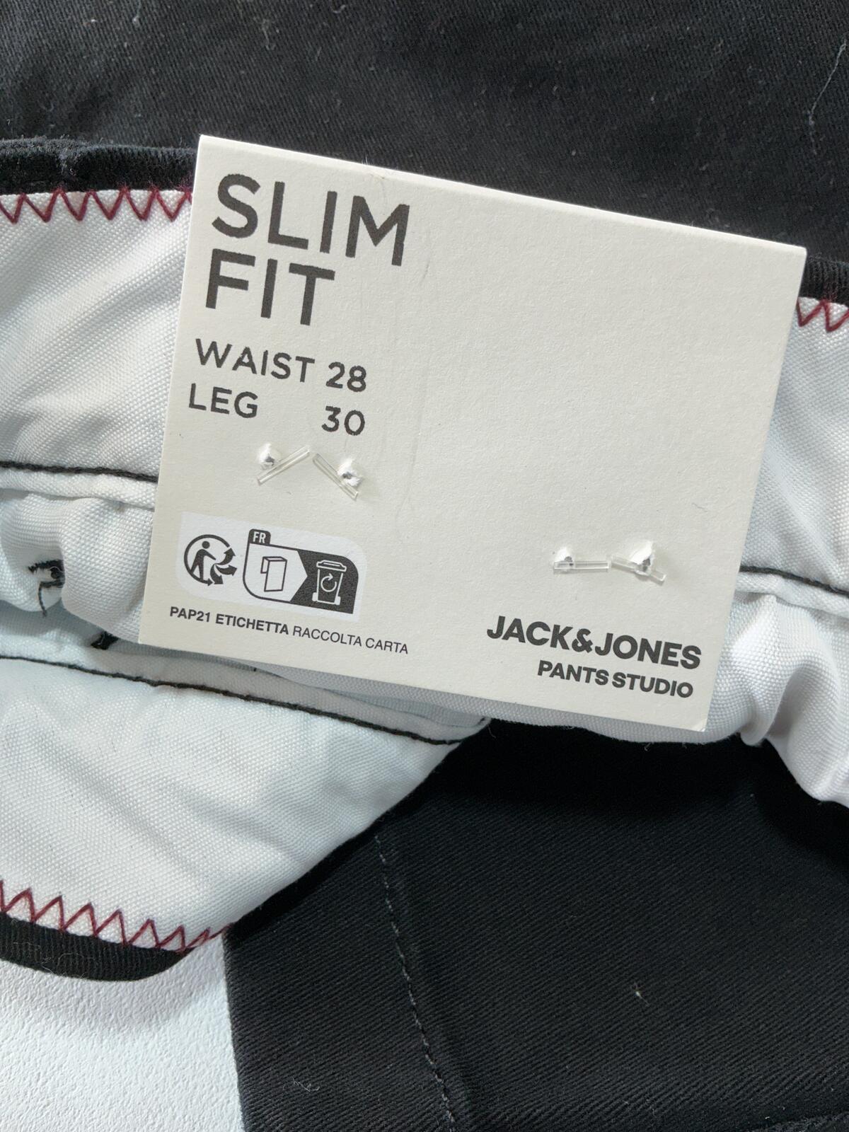 Jack and Jones Black Chino Trousers Slim 28/30 Casual Pants