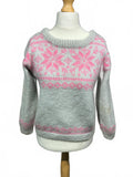 Grey and Pink Patterned Women's Sweater