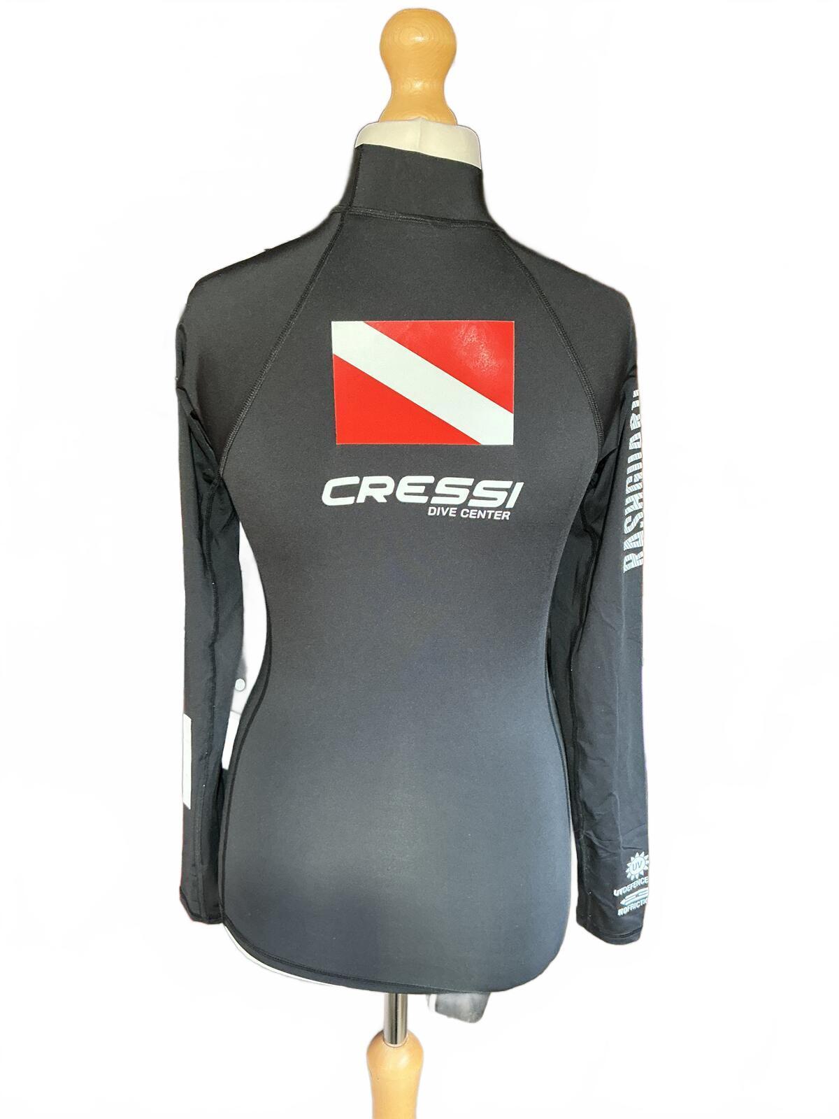 Cressi Women's Black Rashguard Dive Shirt Size L/4 Long Sleeve Swimwear