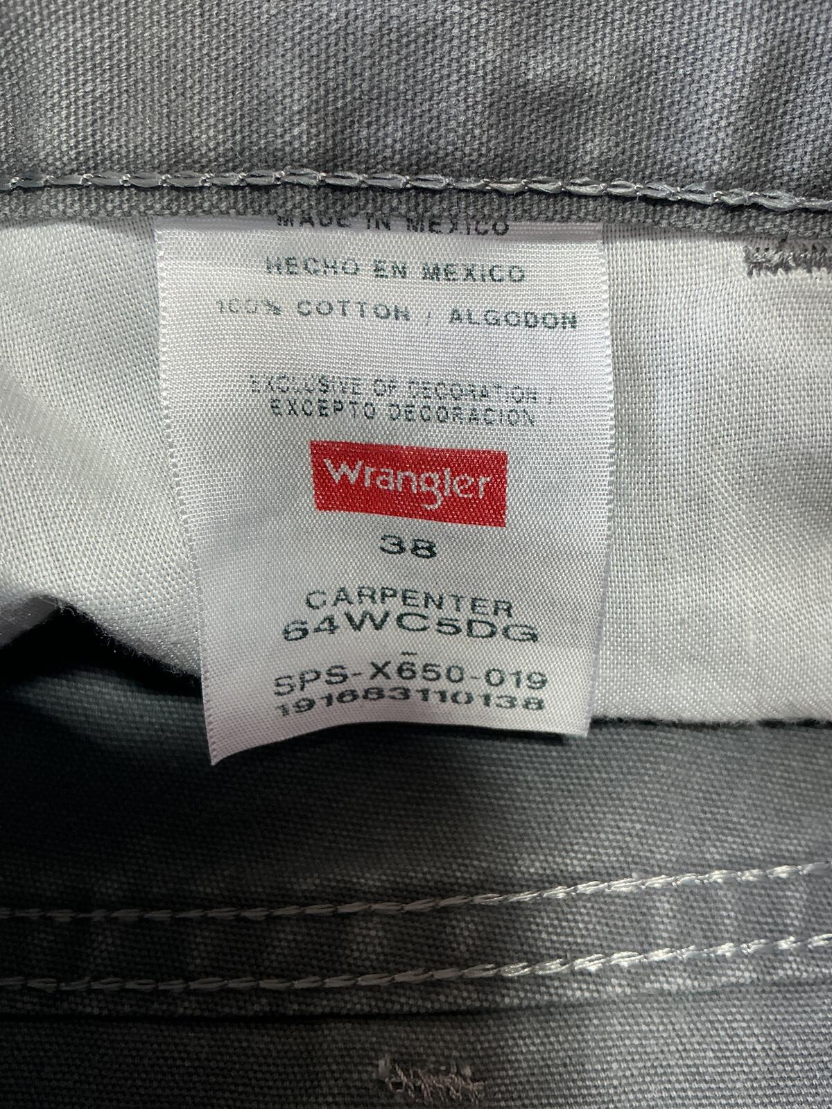 Wrangler Carpenter Shorts 38 Grey Durable Cotton Workwear Style