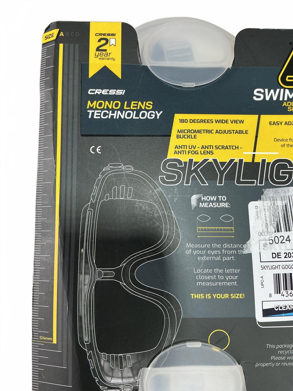 *NEW* Cressi Skylight Swimming Mask Goggles Size A Clear/Black/Blue