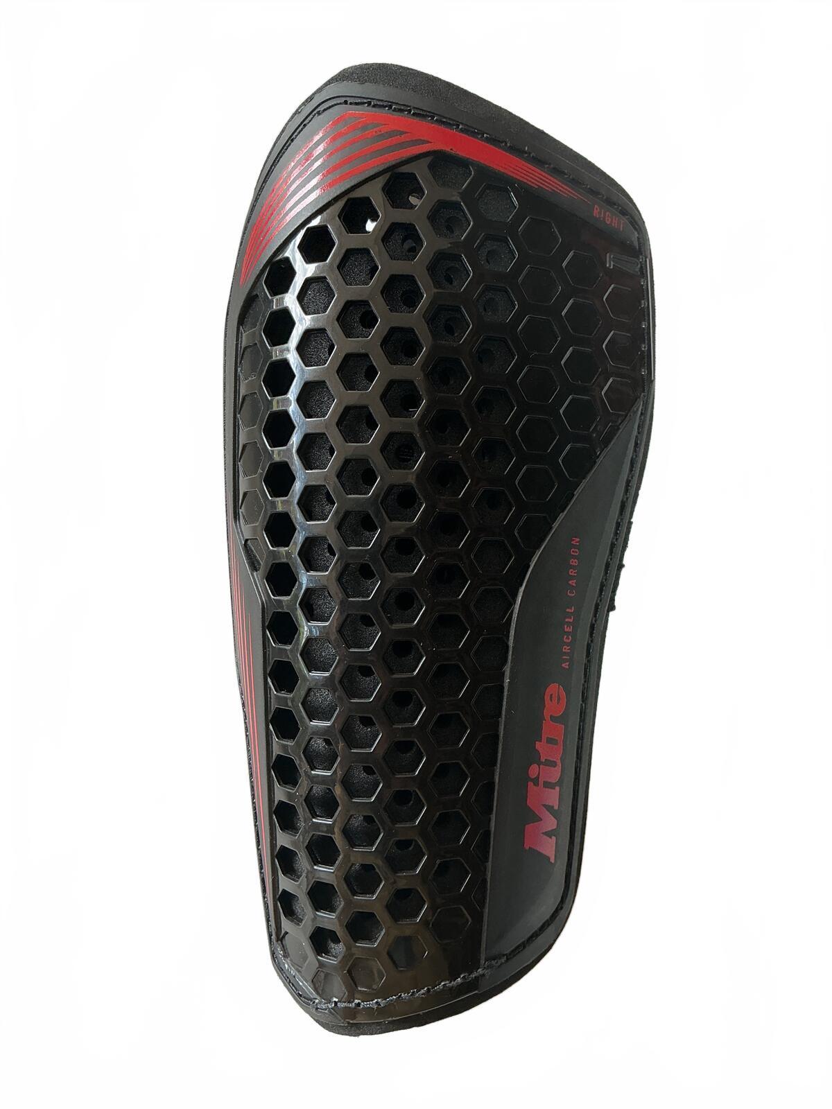 Mitre XL Shin Guards Black Red Honeycomb Design Football Protection Gear