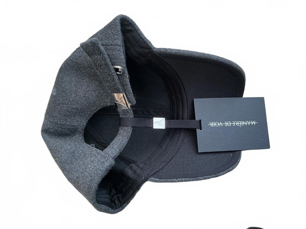 Maniere De Voir Grey Wool Blend Baseball Cap Adjustable Back Strap Hat