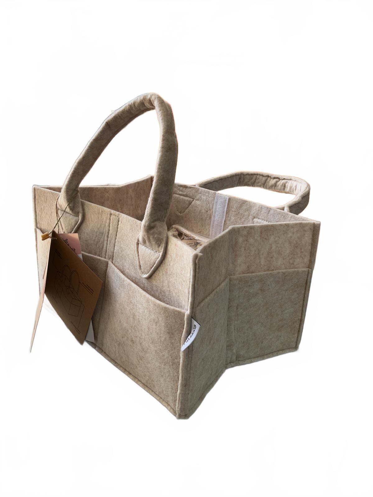 *NEW* Putska Baby Essentials Diaper Caddy Organizer One Size Beige Felt