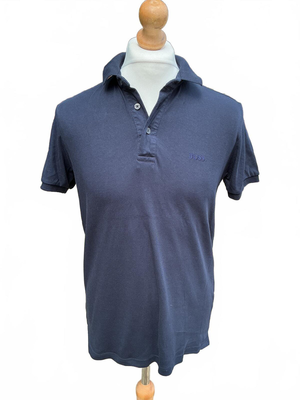 BOSS Navy Blue Polo Shirt Size Regular M Classic Fit Cotton Short Sleeve
