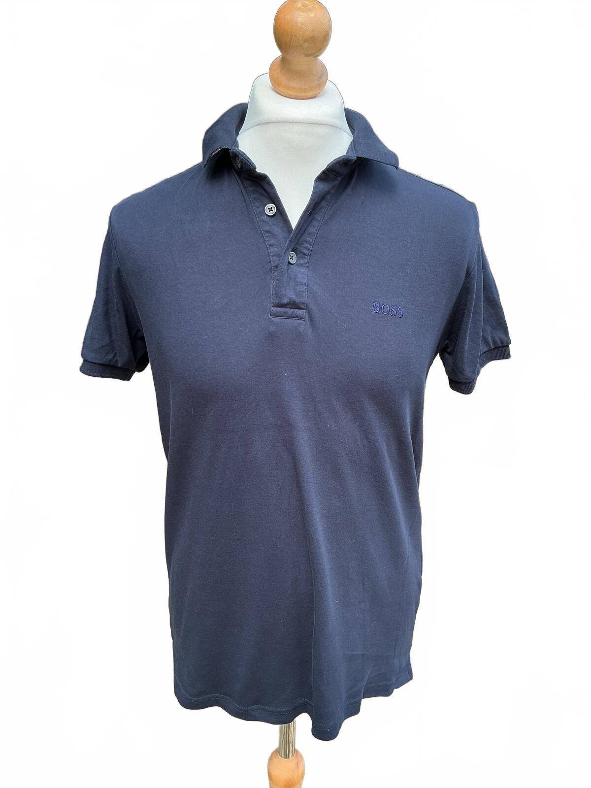 BOSS Navy Blue Polo Shirt Size Regular M Classic Fit Cotton Short Sleeve