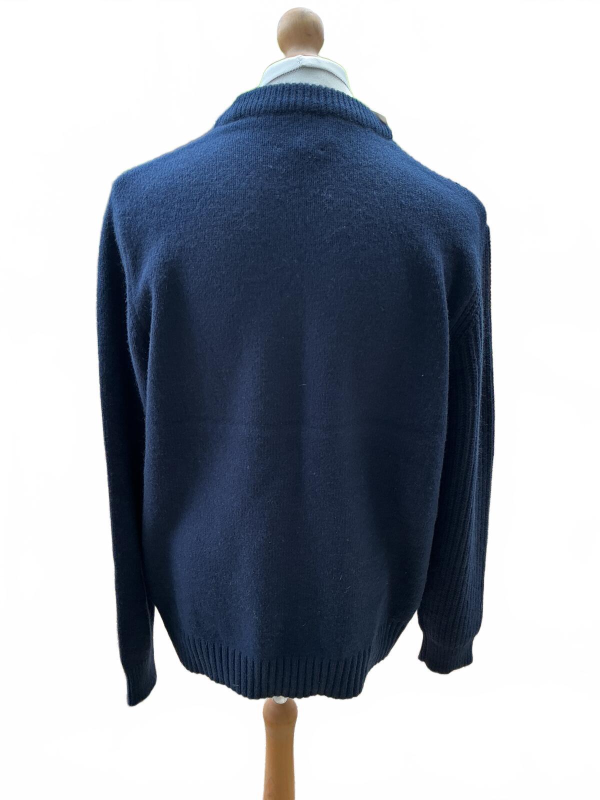 Kin Navy Blue Knit Merino Sweater Crew Neck Regular XXL Size Comfortable Warm