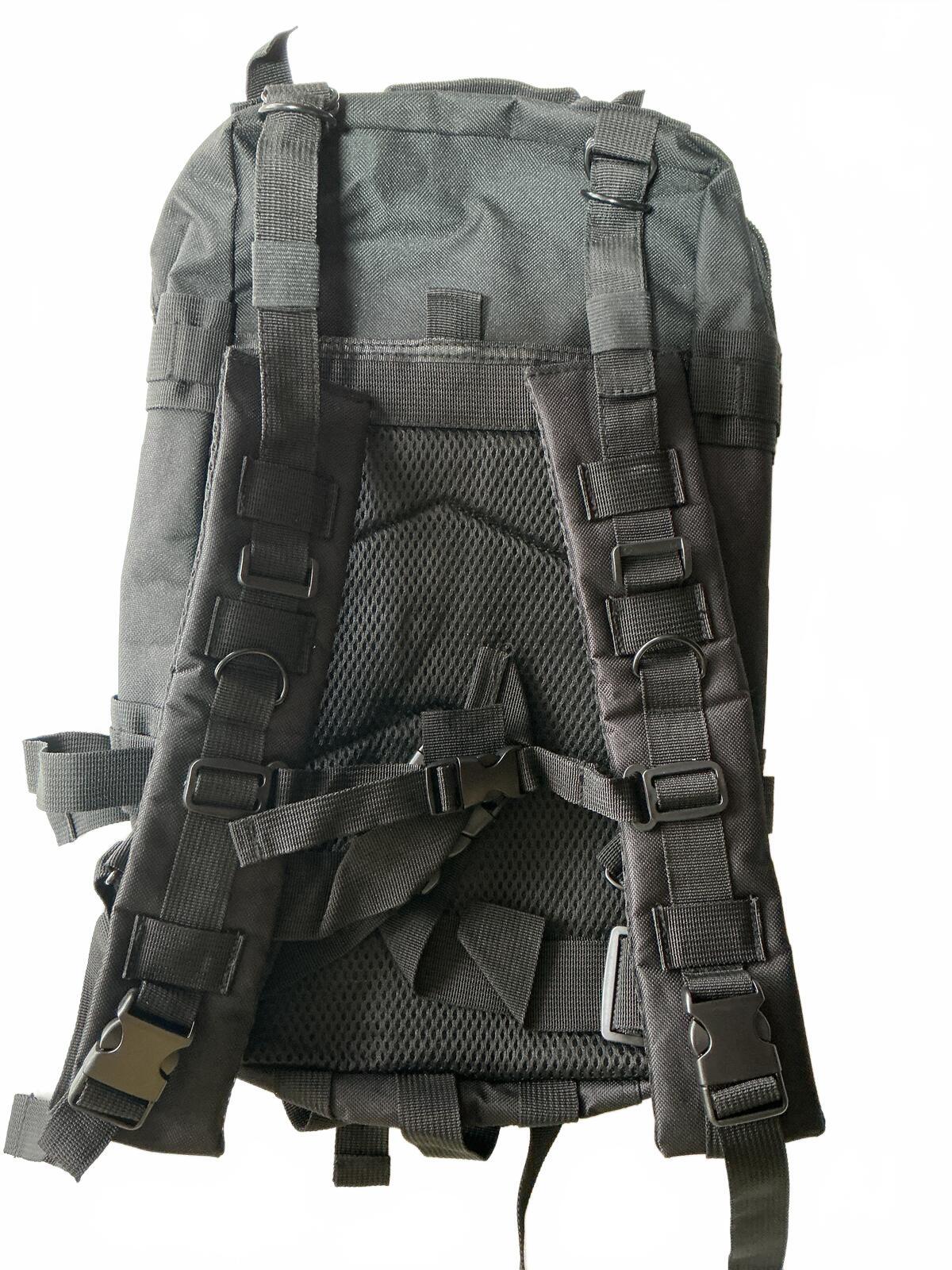 Black Tactical Backpack Military Style Durable Outdoor Bag