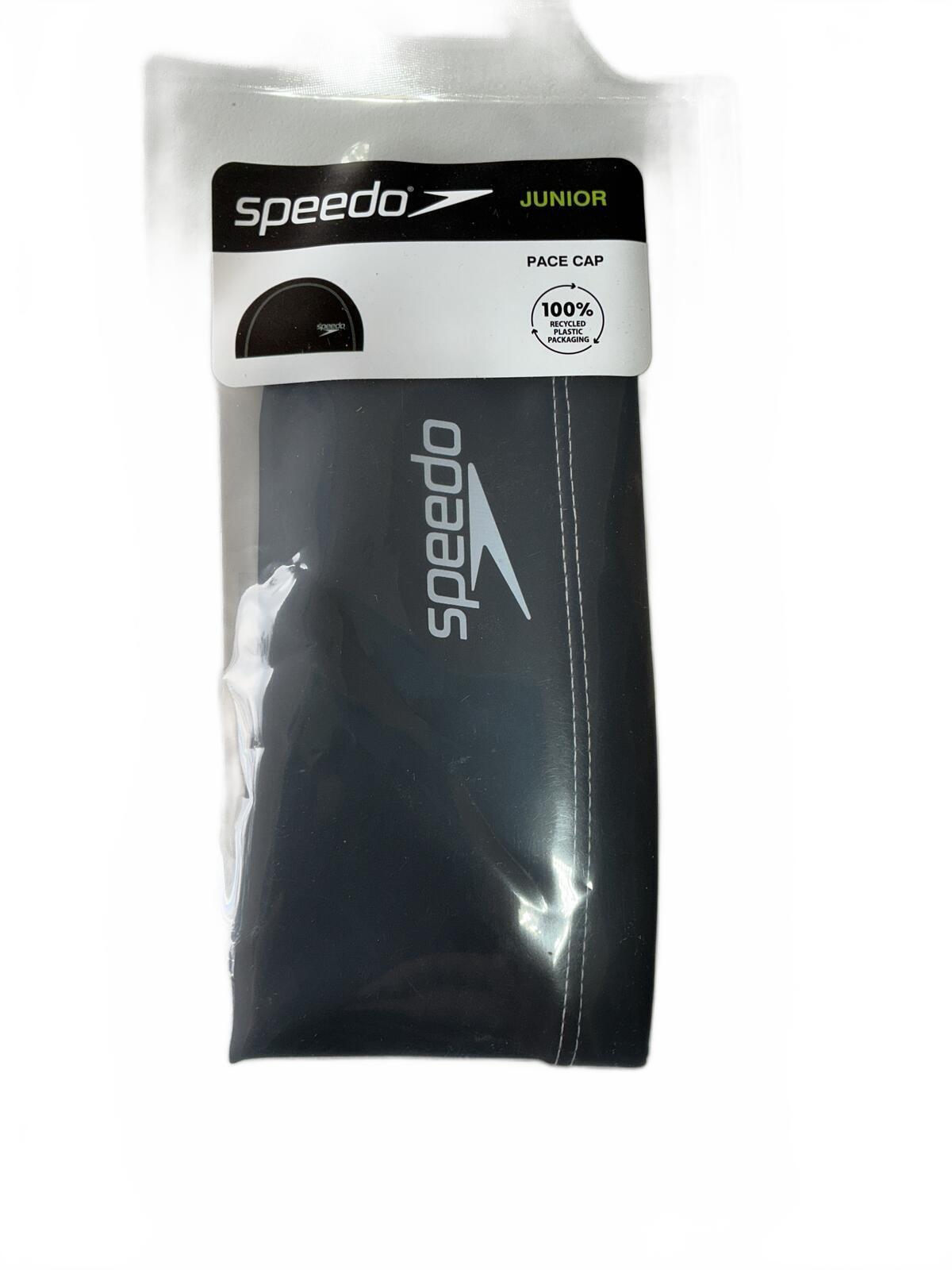 Speedo Junior Pace Swim Cap Comfortable Fit Black Size Junior 6-14