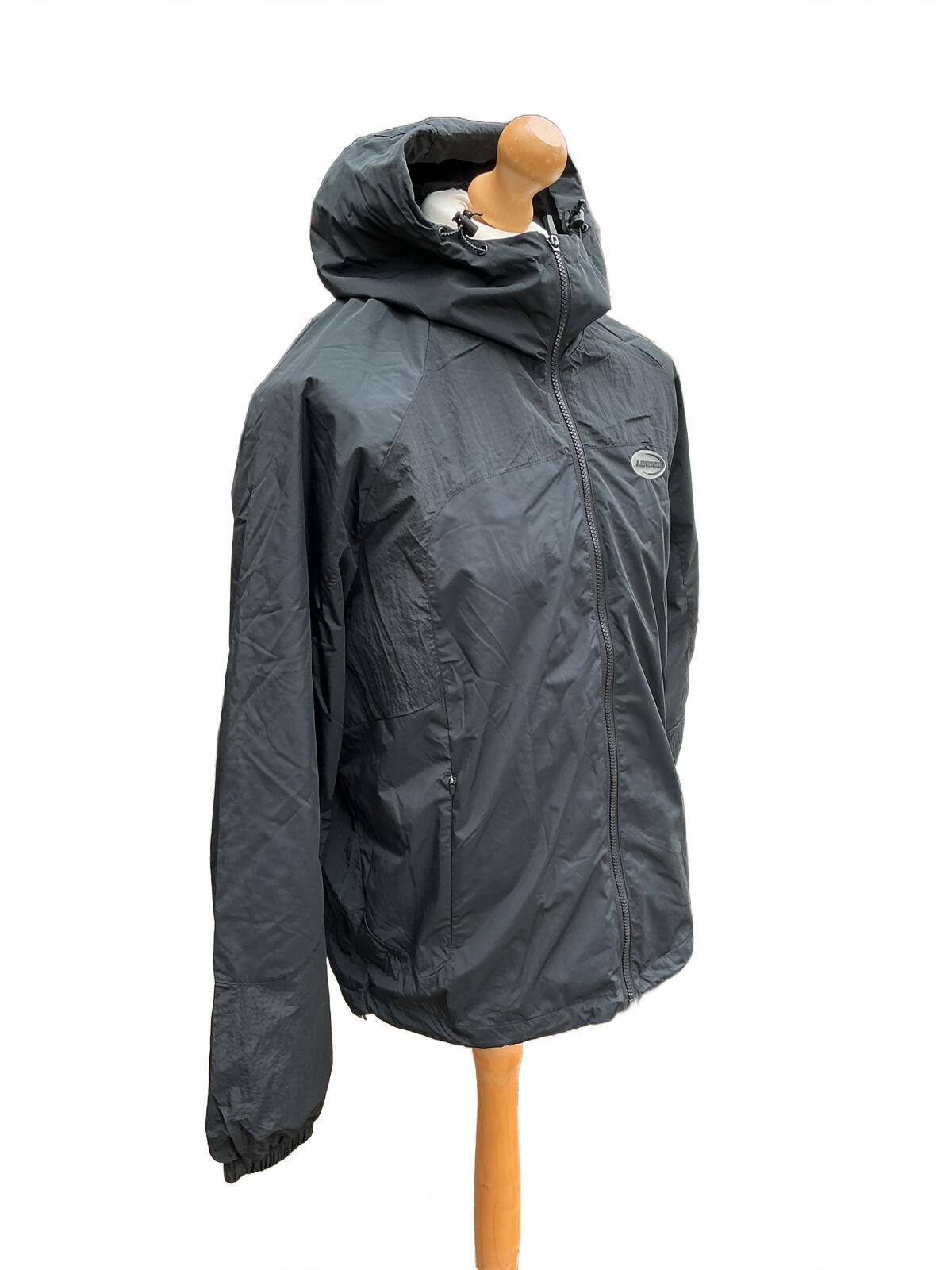 Lorenzo Black Windbreaker Hooded Jacket Size Regular XL Outdoor Coat