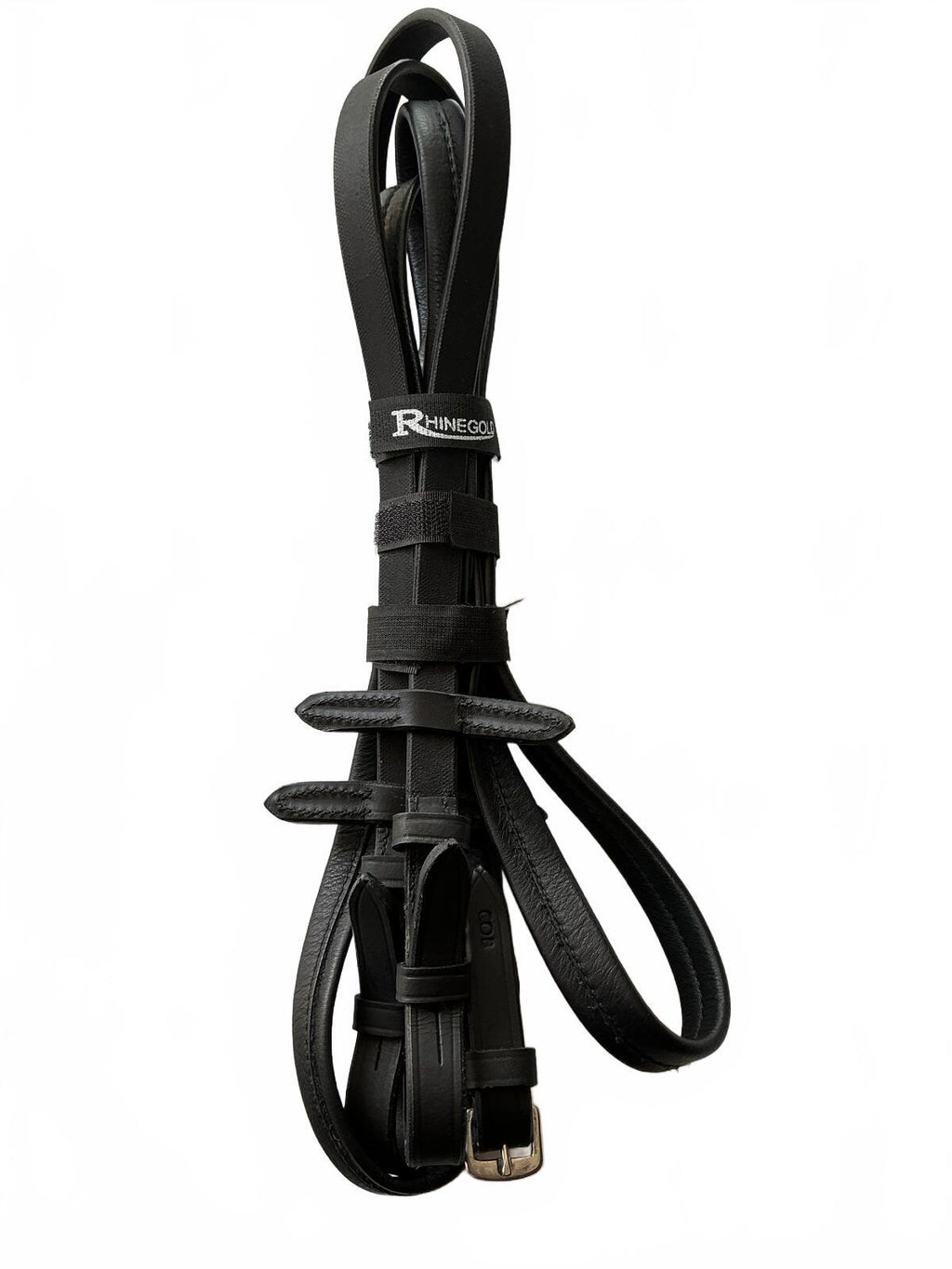 Rhinegold Black Leather Cob Horse Reins Adjustable Equestrian Tack