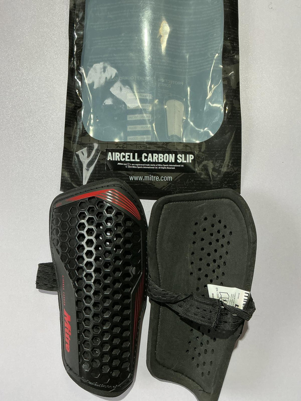 Mitre Aircell Carbon Slip Shin Guards Size L