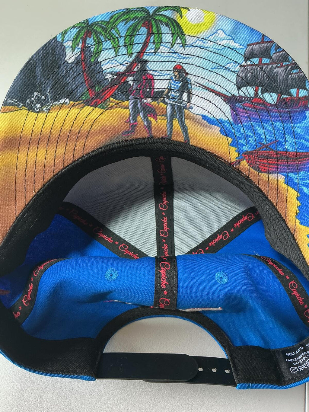 Capiche Blue and Black Pirate Skull Snapback Hat Cap Adjustable Size