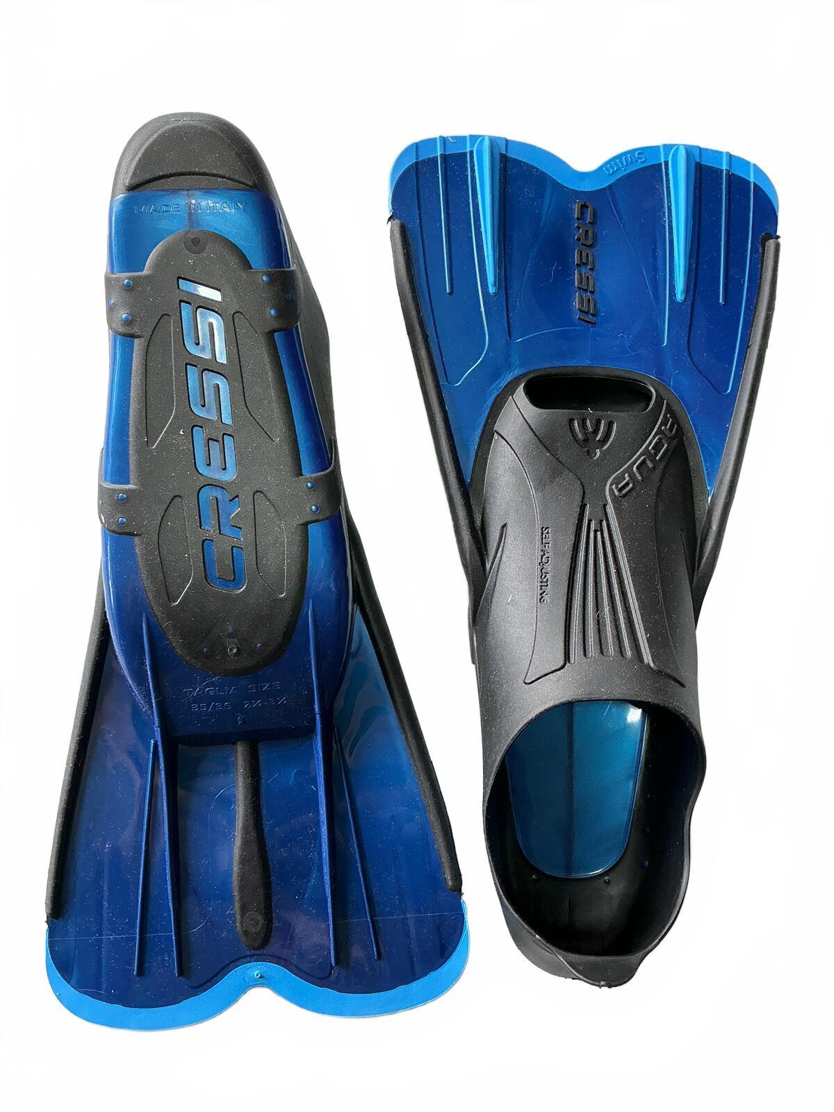 Cressi Agua Short Blue Snorkel Fins Size Uk 2.5-3.5 35/36 Swimming Fins