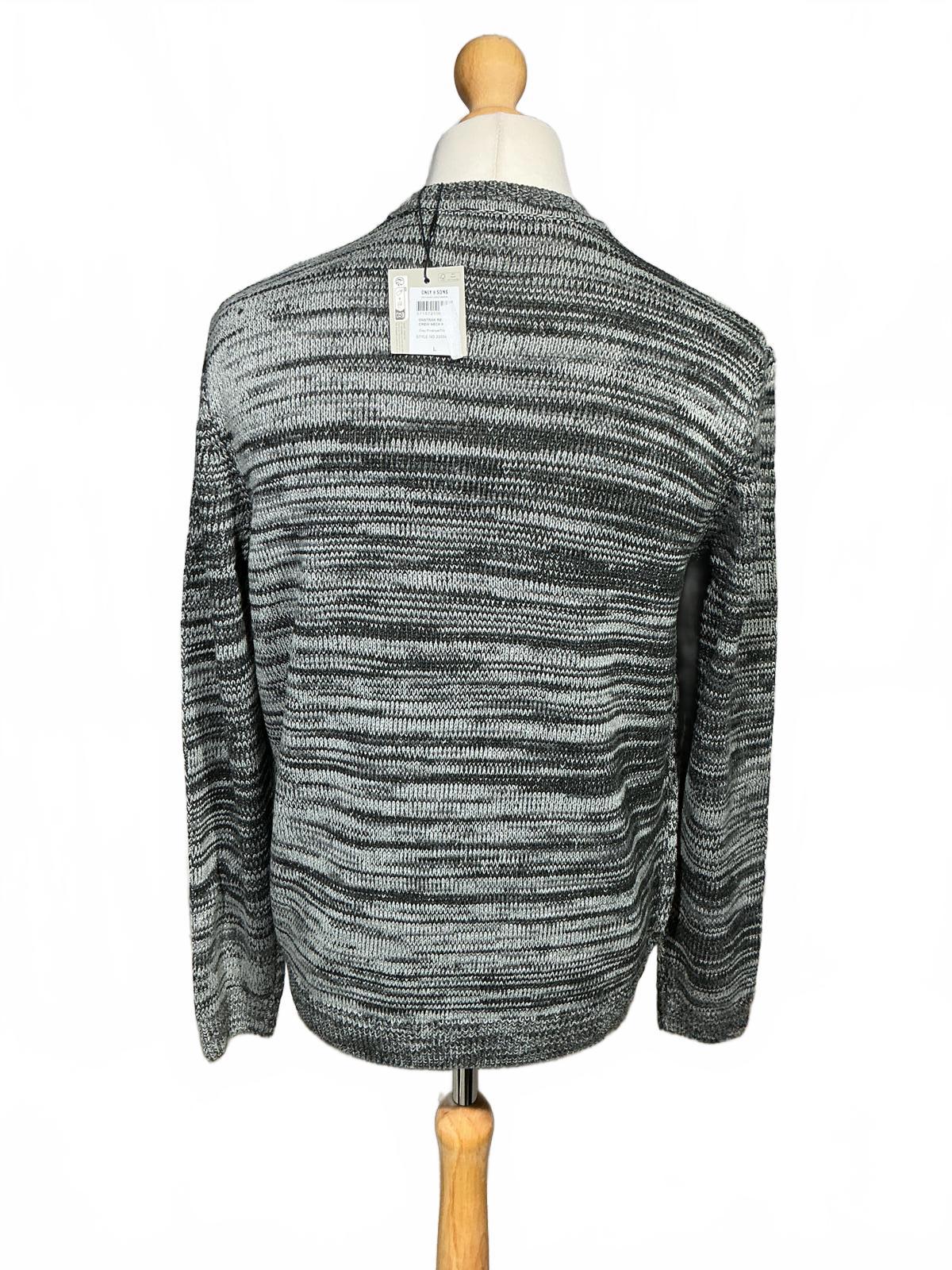 *New* Men's Crew Neck Sweater Grey Black Knit Only and sons