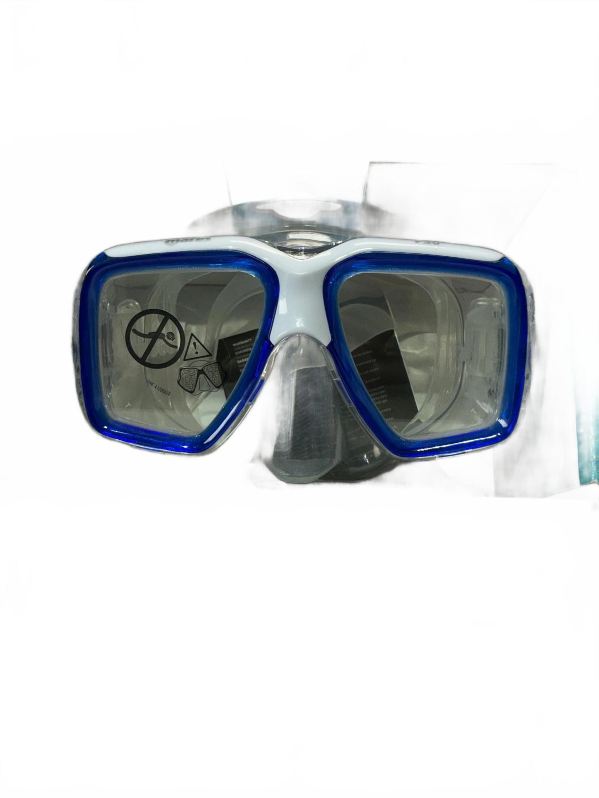 Mares Ray Aquazone Adult Silicone Snorkel Mask Blue and White Size Adult