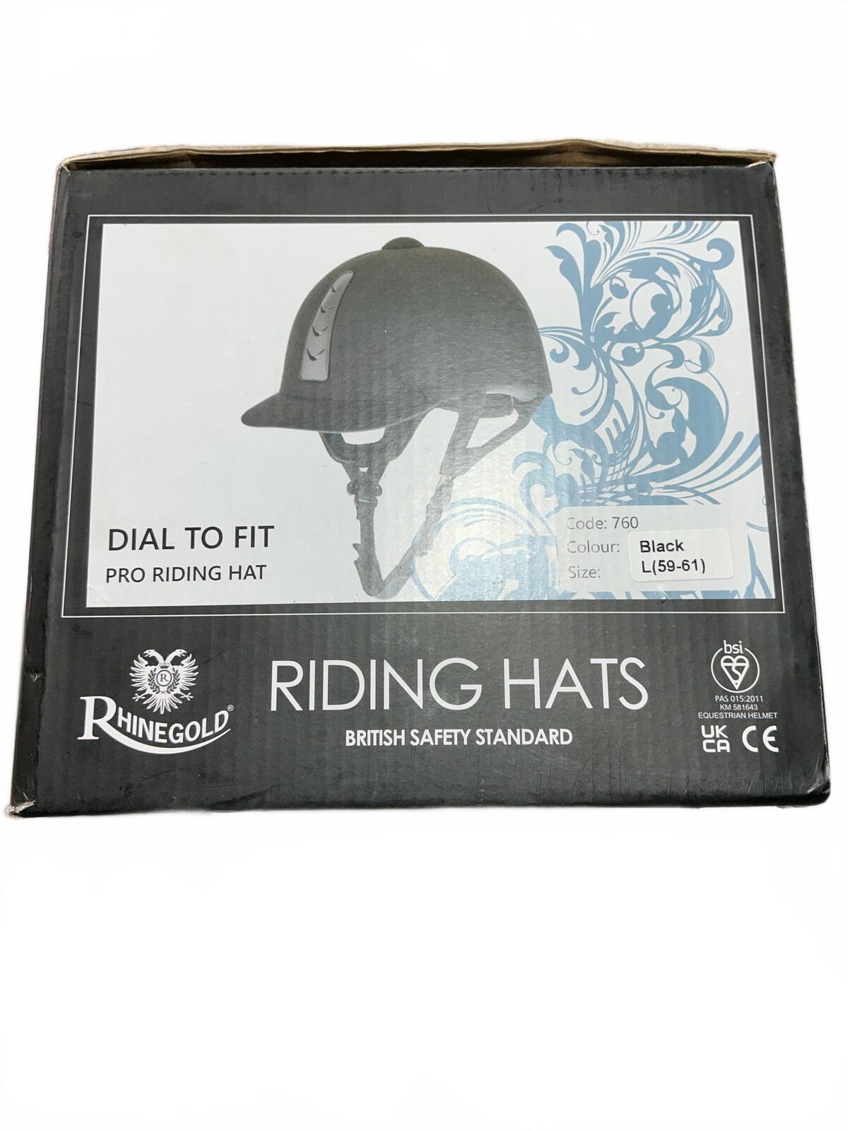 Rhinegold Pro Black Riding Helmet Dial To Fit