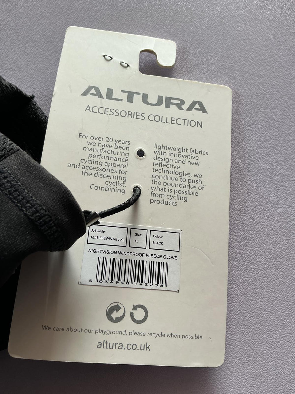 Altura Nightvision Fleece Black Cycling Gloves Size Xl
