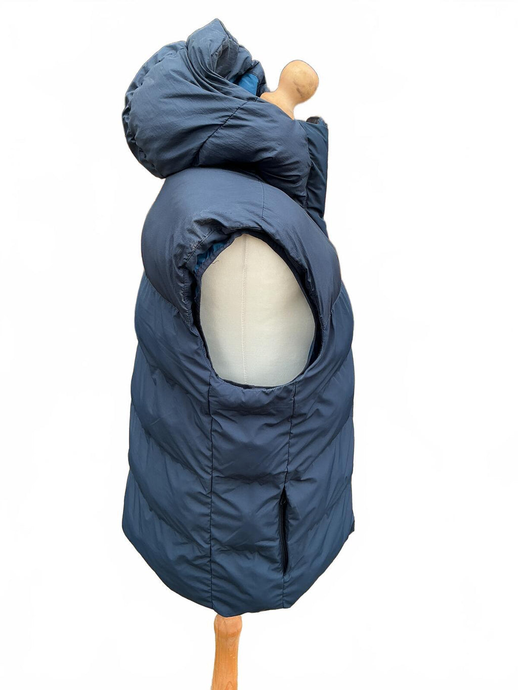 Timberland Navy Blue Puffer Down Gilet Body Warmer Vest Hooded Size Regular L
