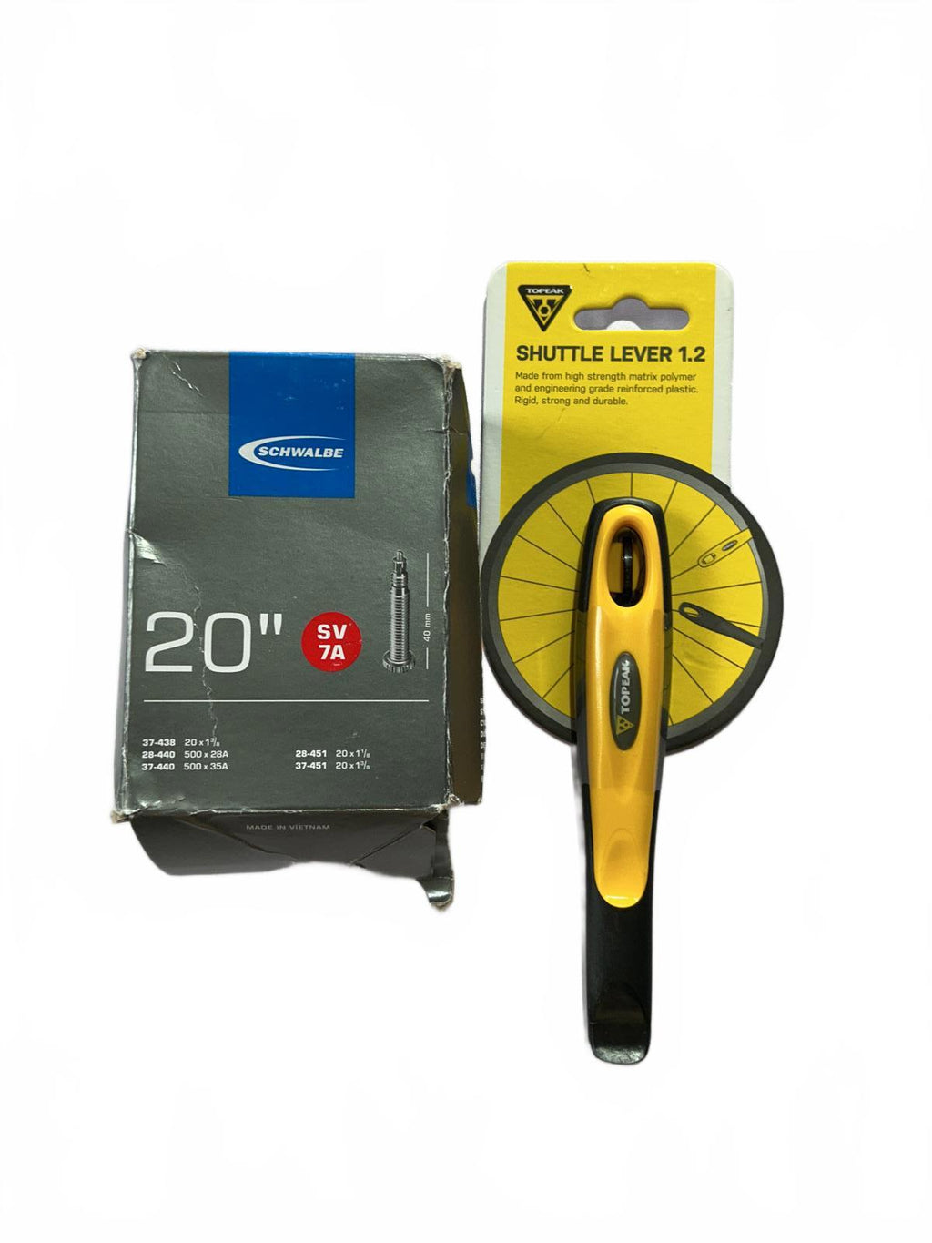 Schwalbe 20" SV7A Inner Tube with Topeak Shuttle Lever 1.2 Bike Tool
