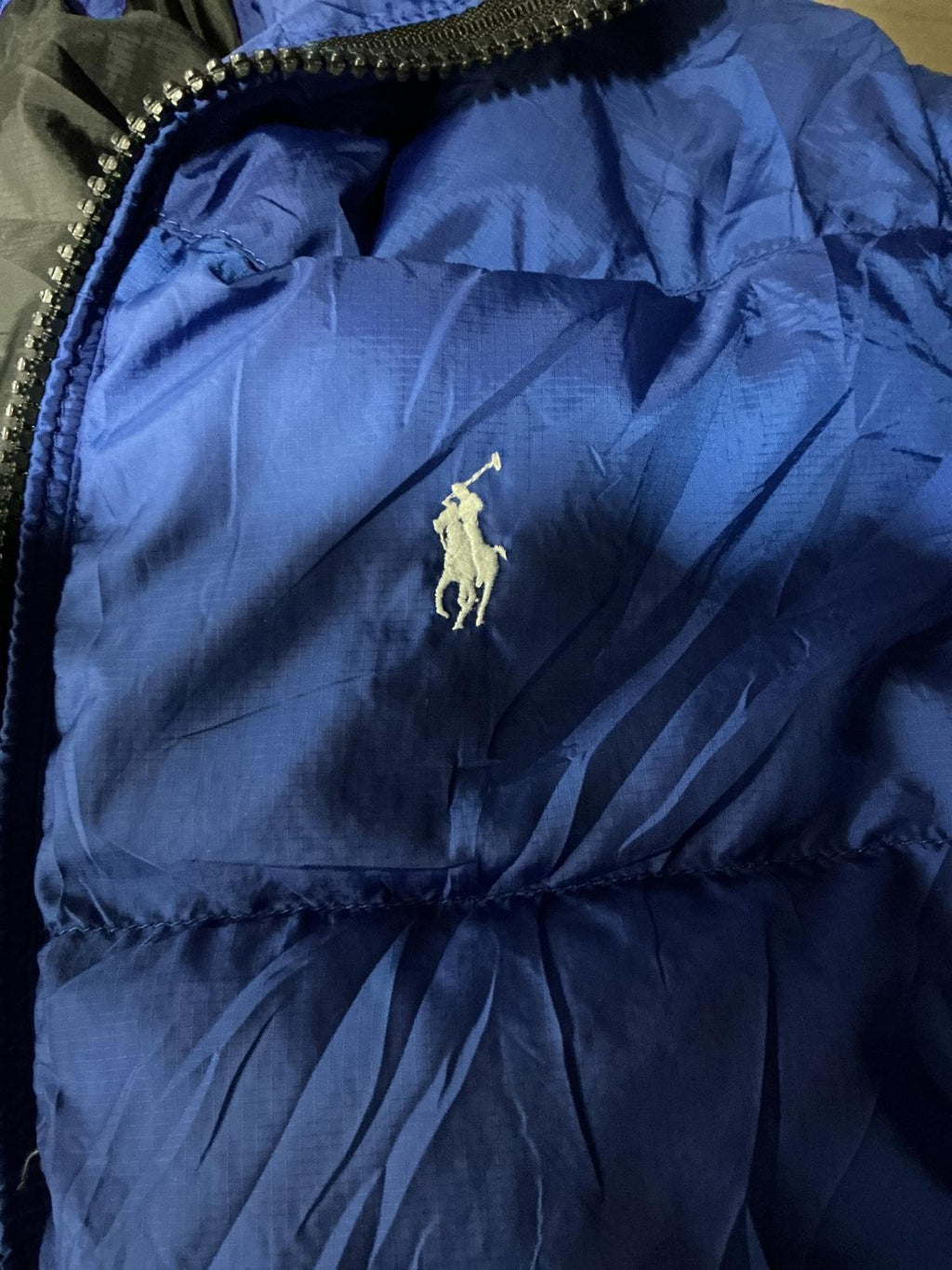 Polo Ralph Lauren Men's Puffer Jacket Full Zip High Collar Blue Good