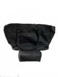 Hotor Large Black Quilted Travel Duffel Bag with Pouch