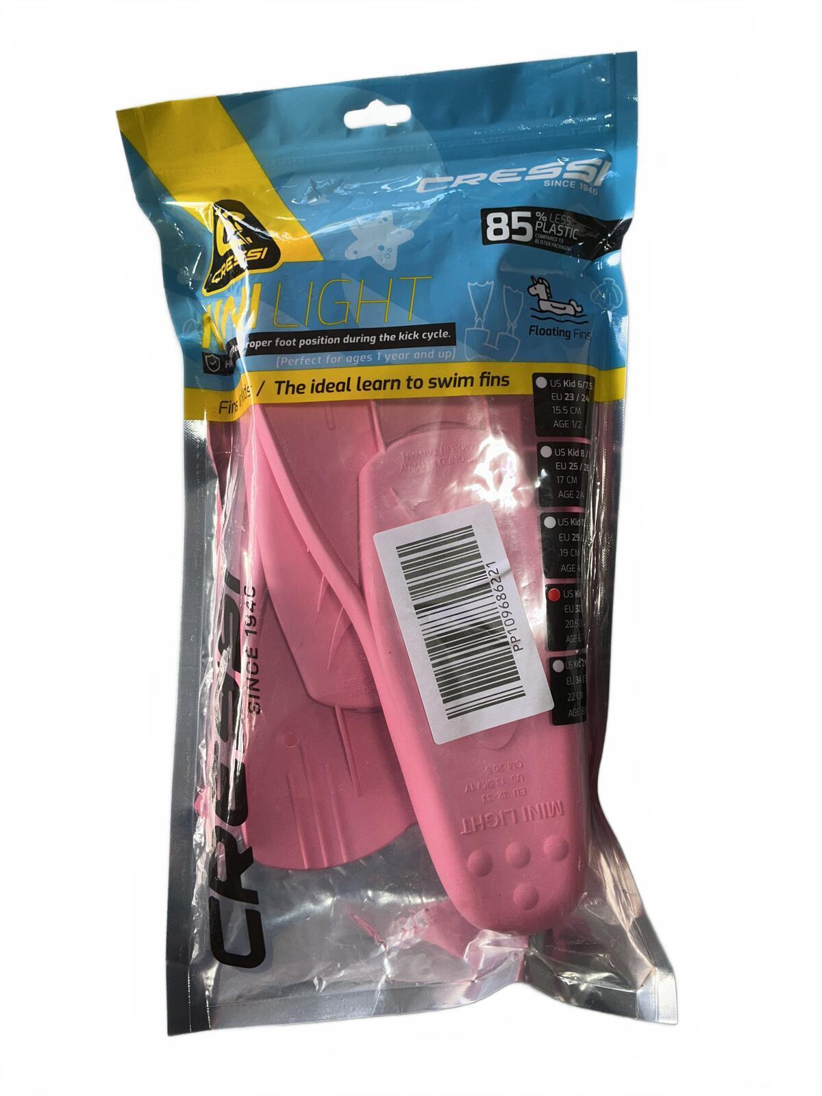 Cressi Mini Light Swim Fins Kids Size 13/13.5 Comfortable and Durable