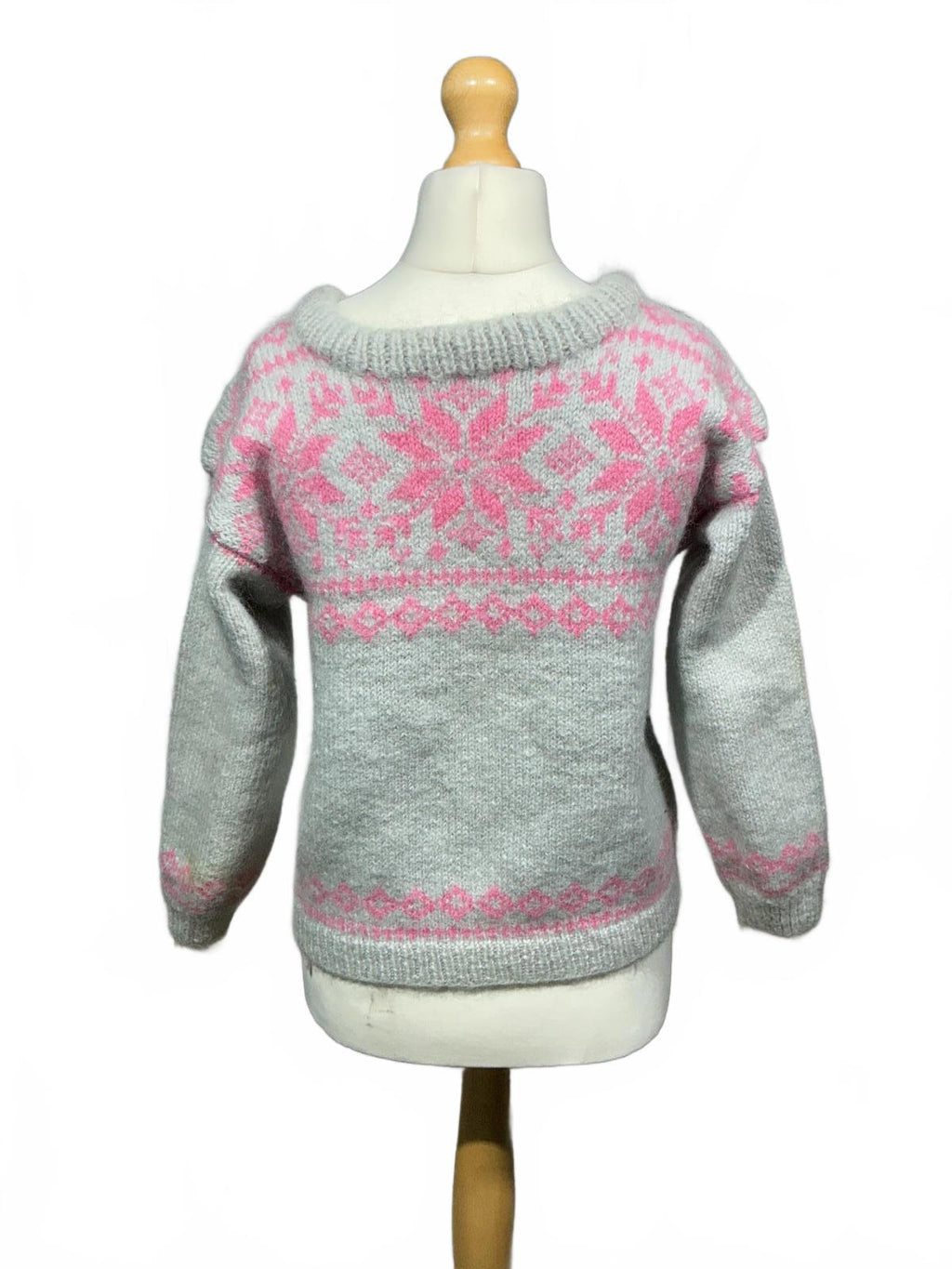 Grey and Pink Patterned Women's Sweater