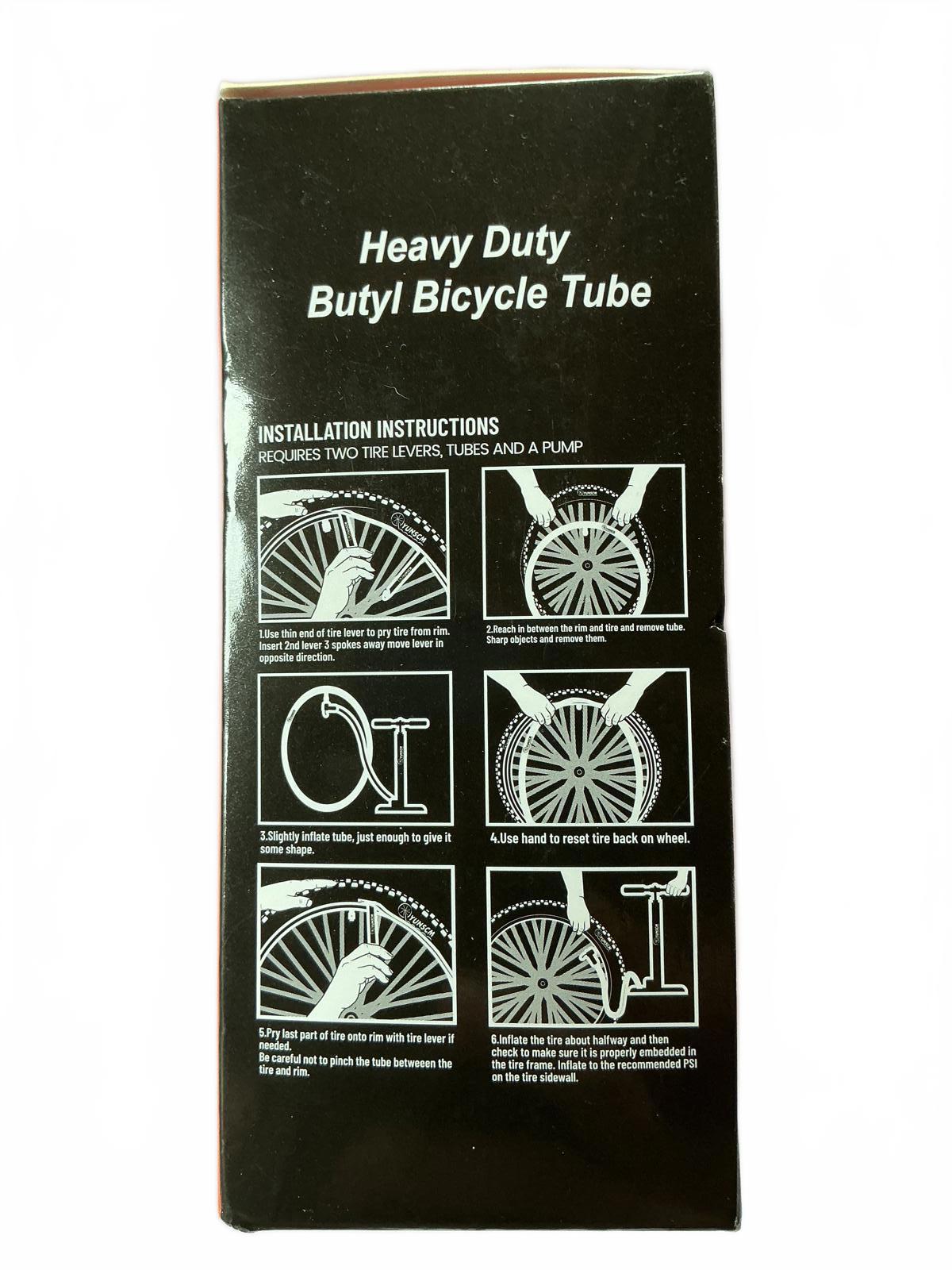 YunSEM Heavy Duty Butyl Rubber Bicycle Inner Tube 27.5x2.5/3.0 AV (64/76-584)