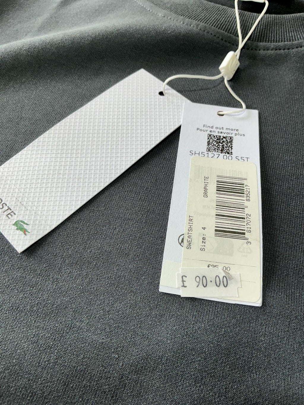 Lacoste Grey Long Sleeve Sweatshirt Jumper Size Regular M Casual Style
