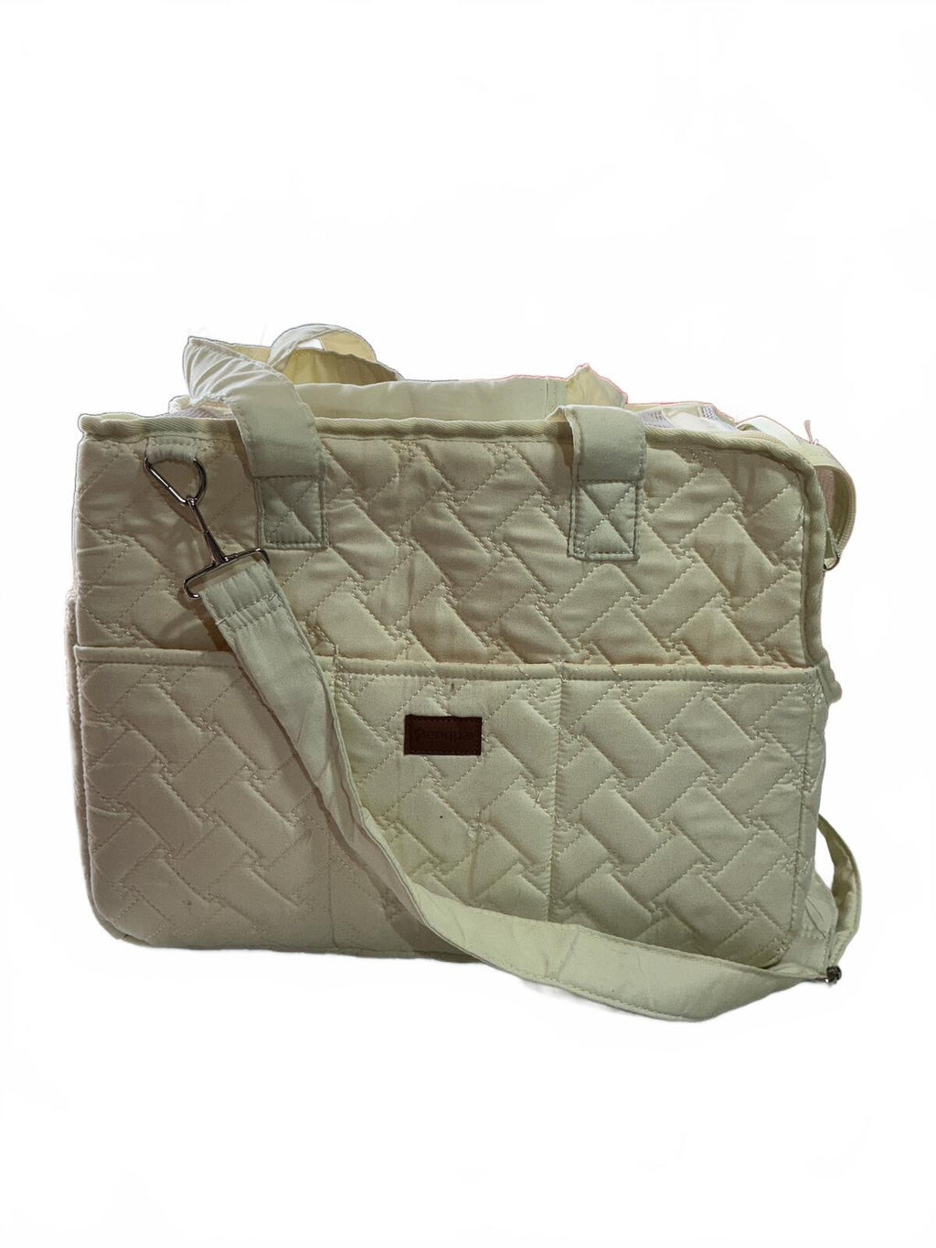 Pengpai Cream Quilted Pet Carrier Bag with Shoulder Strap Size Medium