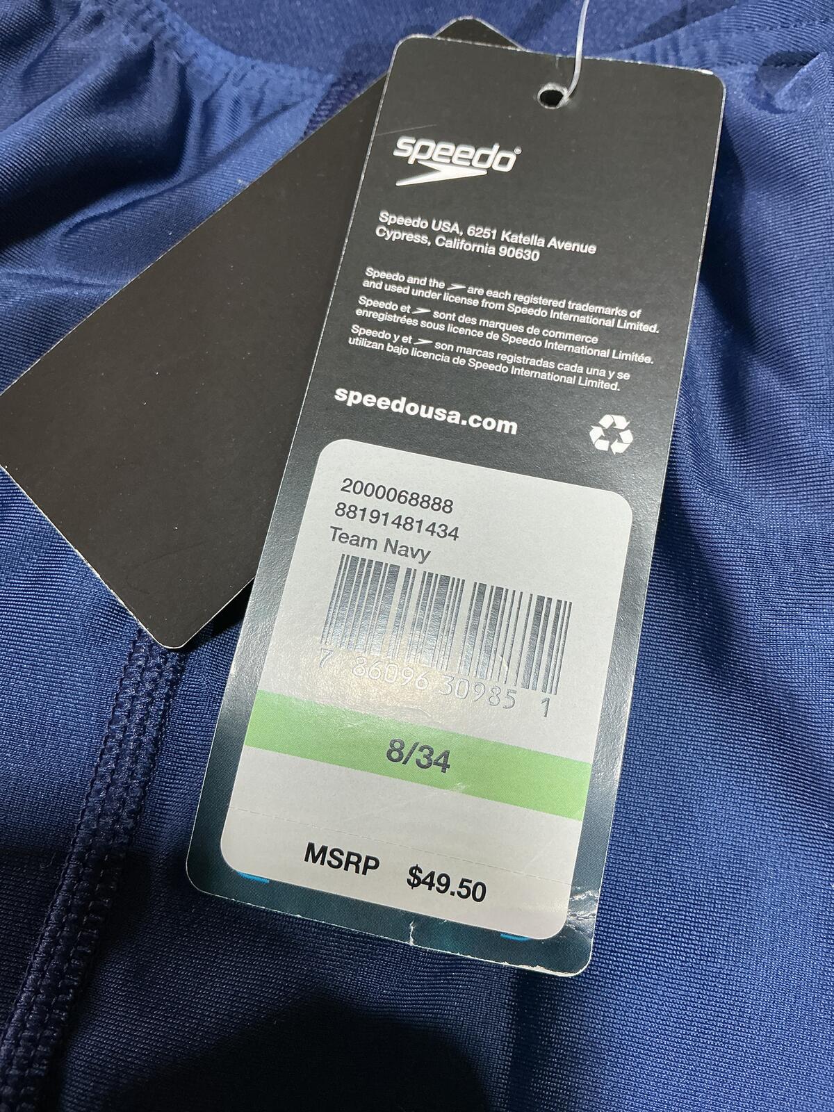 *NEW* Speedo Team Navy Women's One Piece Swimsuit Size 8/34