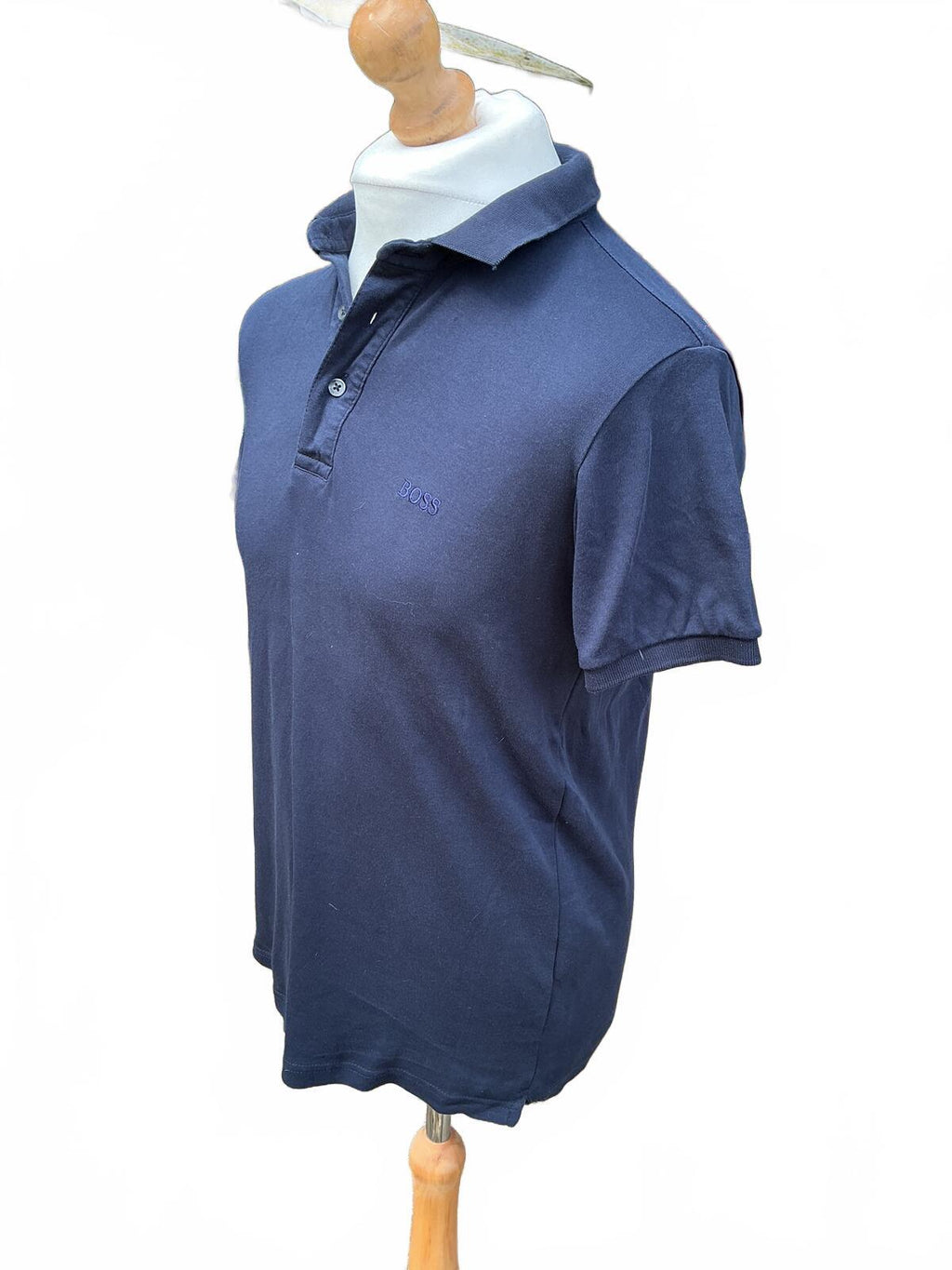 BOSS Navy Blue Polo Shirt Size Regular M Classic Fit Cotton Short Sleeve