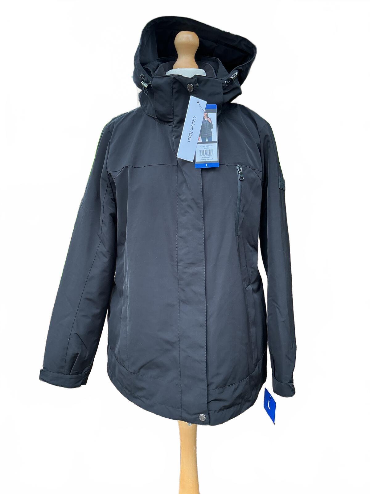 Calvin Klein Ladies Large Black 3in 1  Waterproof Hooded Jacket Outdoor Coat