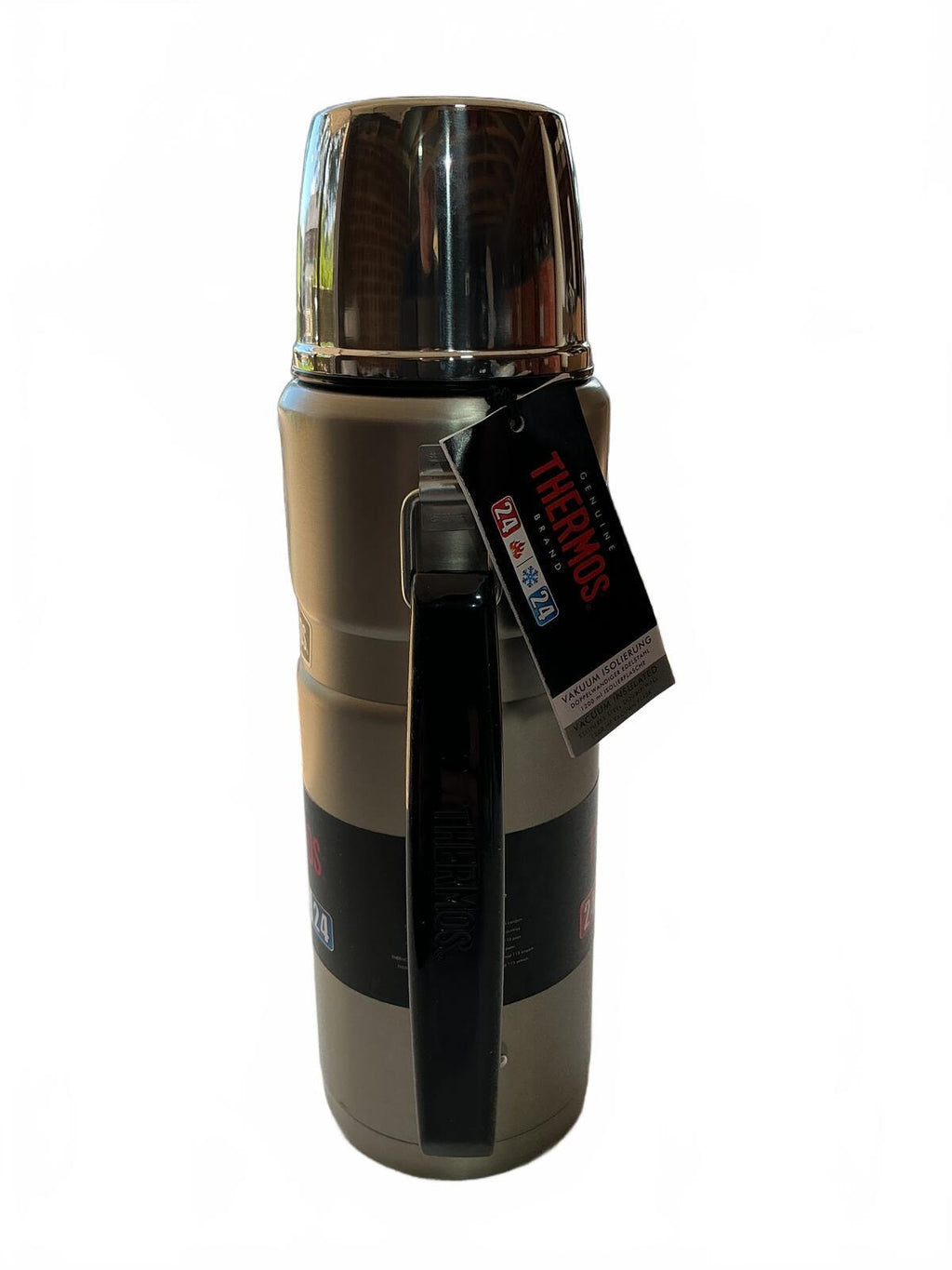 *NEW* Thermos 1.2L Vacuum Flask with Cup & Carry Handle - Silver/Black