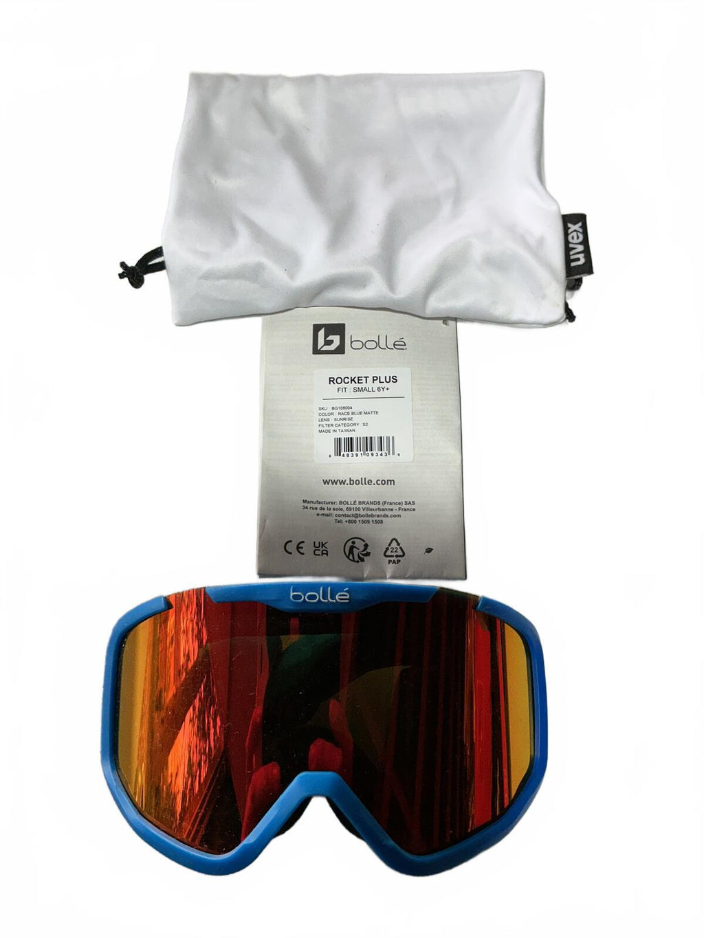 bollé Rocket Plus Ski Goggles Blue with Orange Lens Fit Small 6+ Years