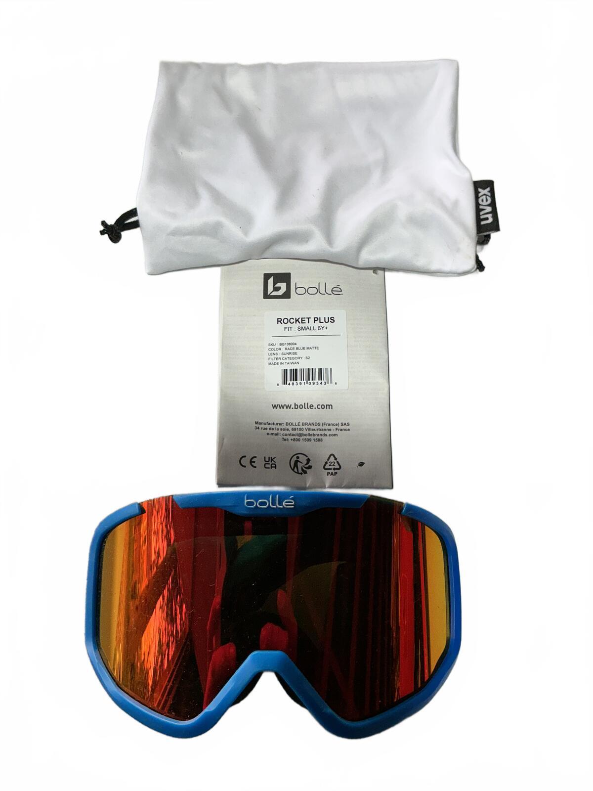 bollé Rocket Plus Ski Goggles Blue with Orange Lens Fit Small 6+ Years