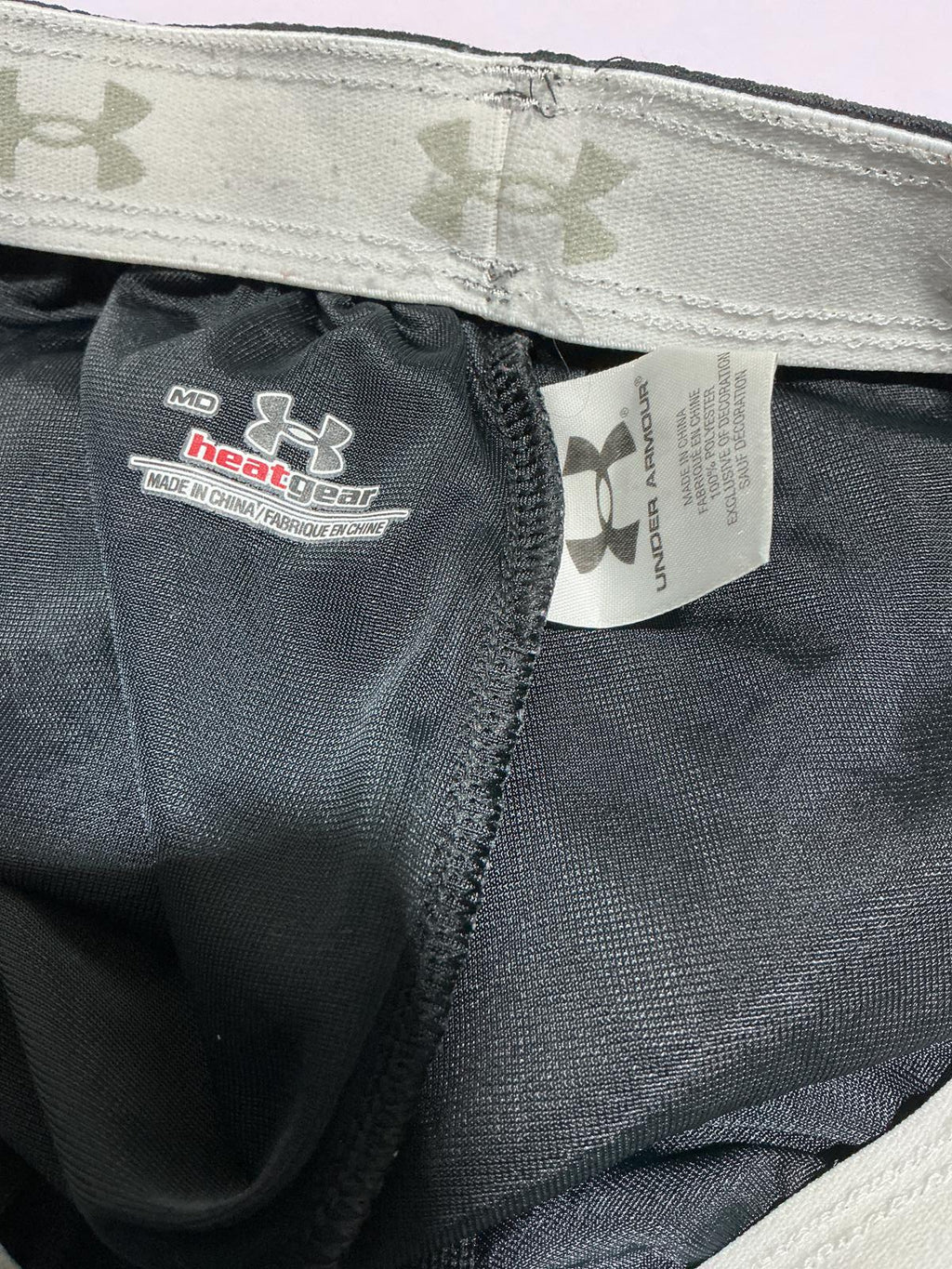 Under Armour Black Athletic Shorts with White Trim
