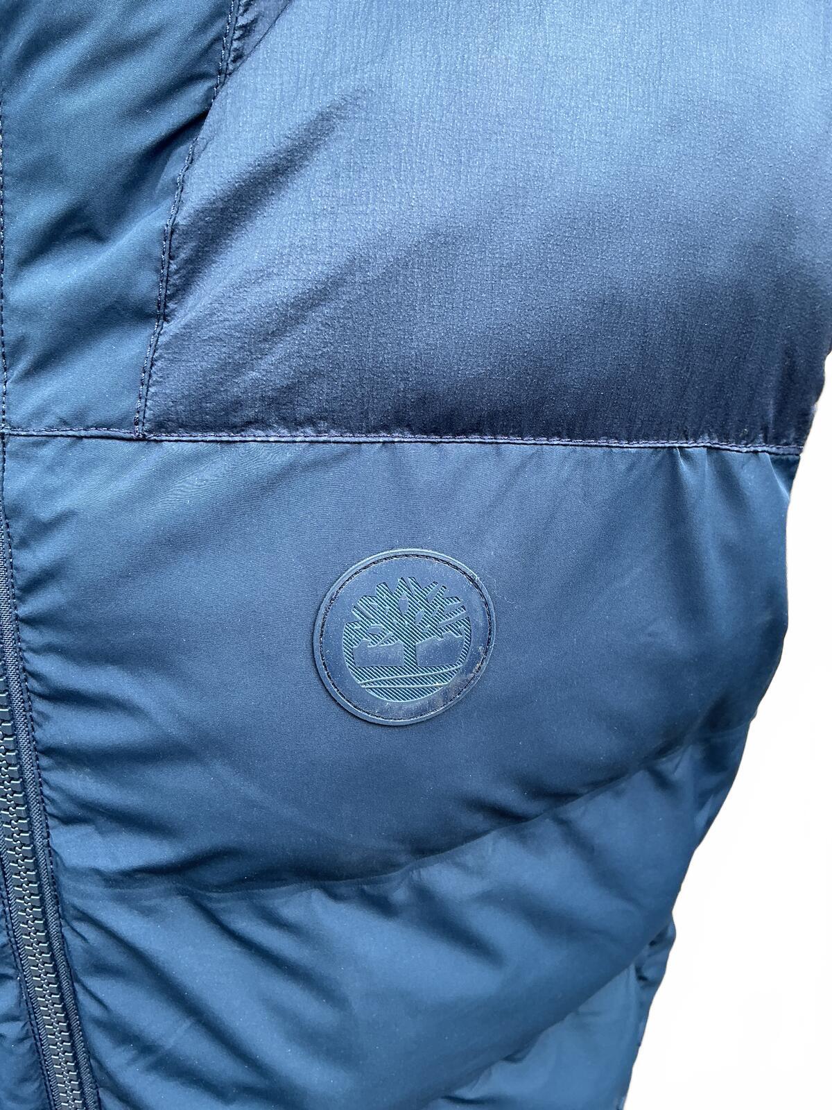Timberland Navy Blue Puffer Down Gilet Body Warmer Vest Hooded Size Regular L
