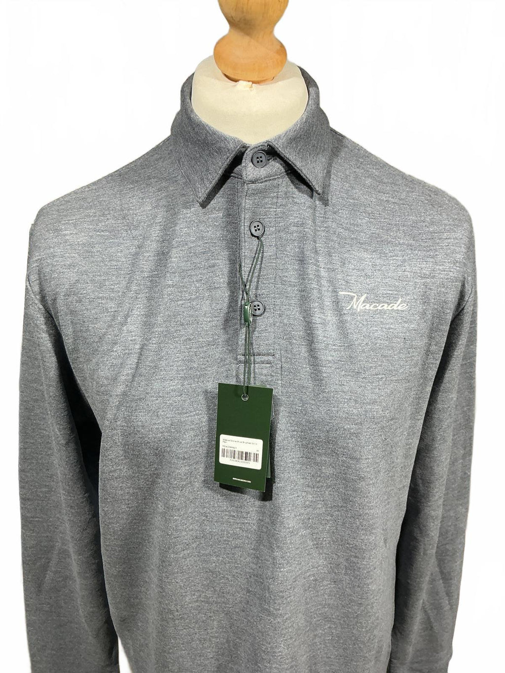 Macade Golf Grey Long Sleeve Polo Shirt Size M